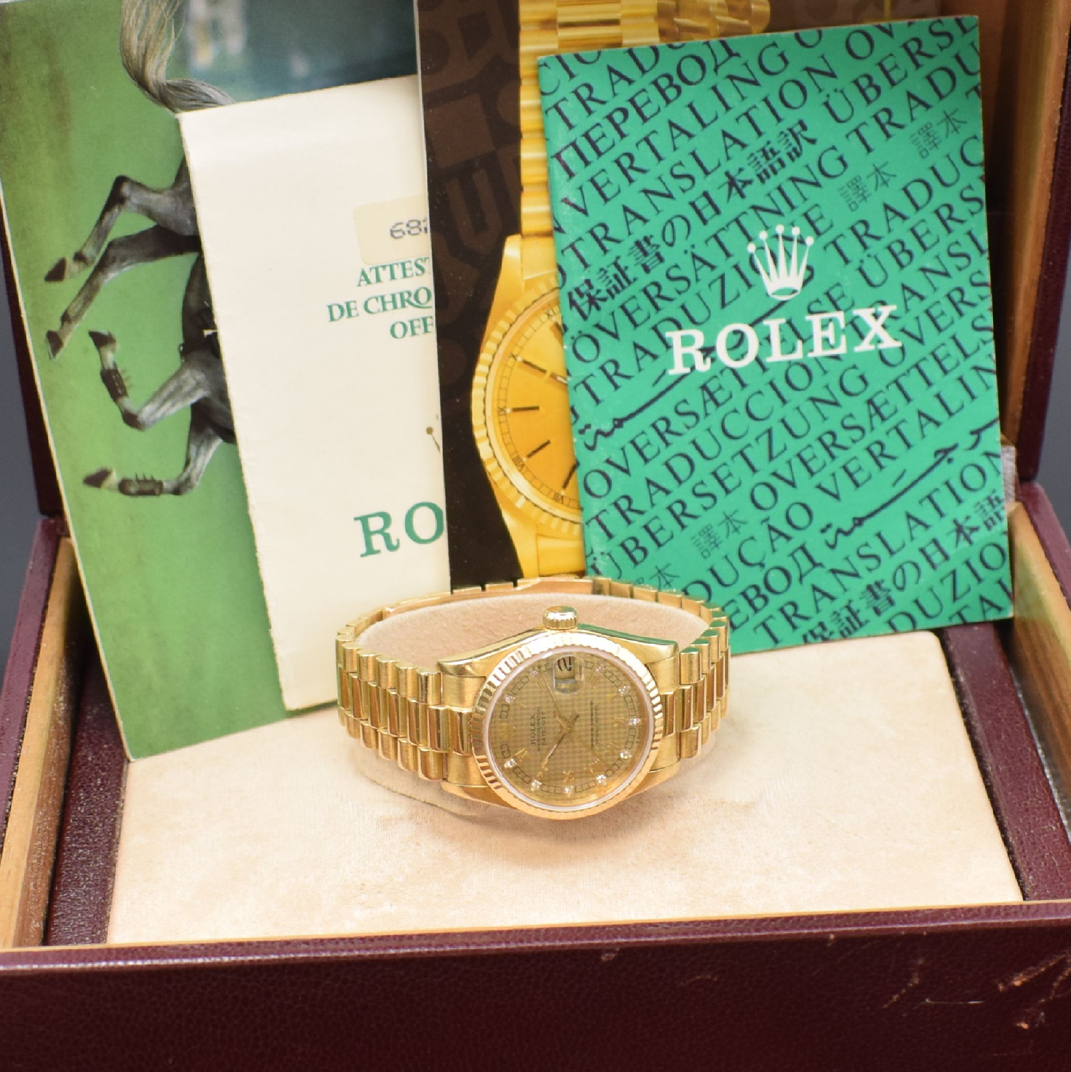 Detail f: ROLEX Oyster Perpetual Datejust Referenz 68278 Armbanduhr in GG 750/000, Schweiz verk. lt. beil. Pap. 11/1990, Automatik, verschr. Oystergeh. mit ...