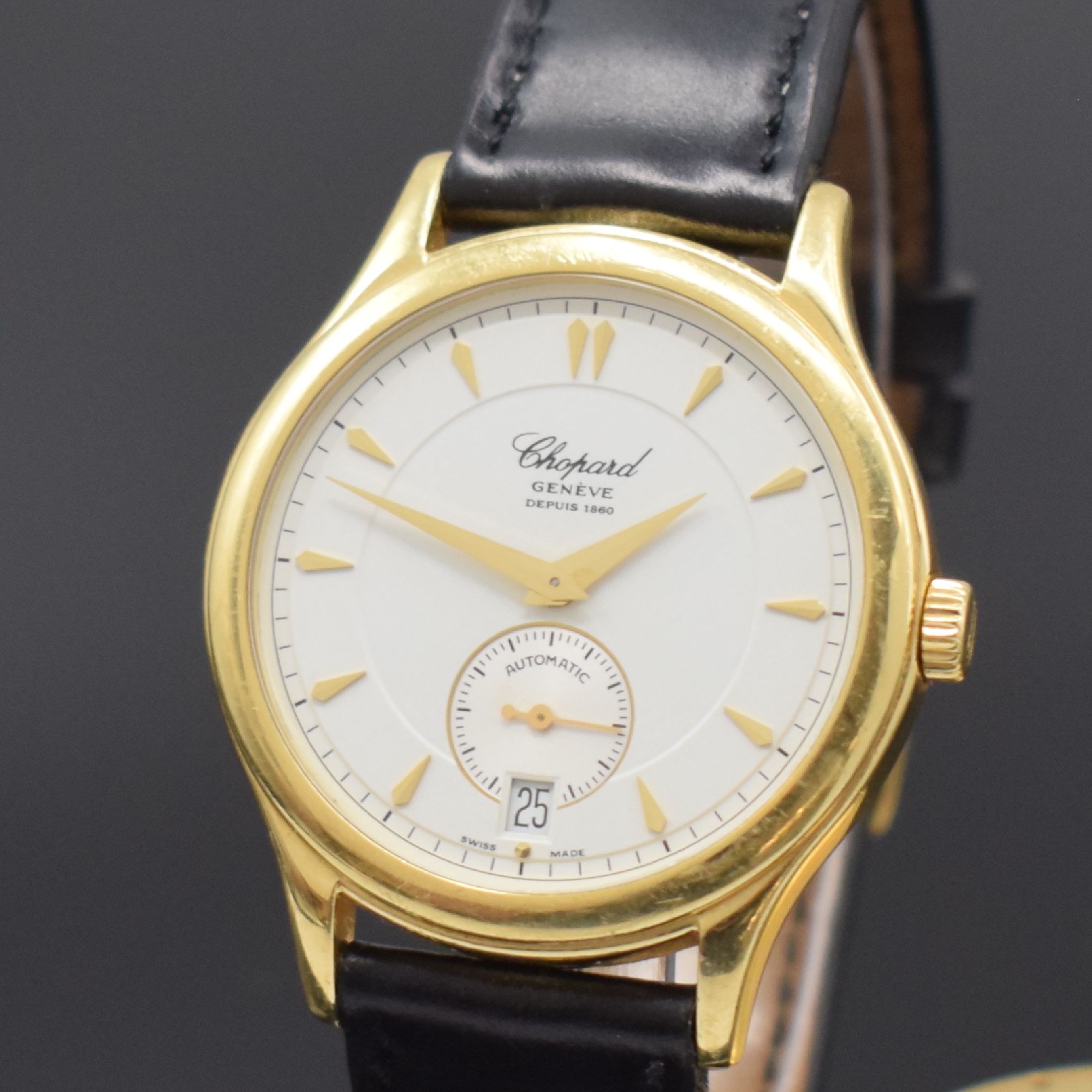 Detail a: CHOPARD L.U.C limitierte Herrenarmbanduhr in GG 750/000 Referenz 16/1860, Schweiz um 2000, Automatik, beids. vergl. Geh. m. zweitem geschlossenen ...