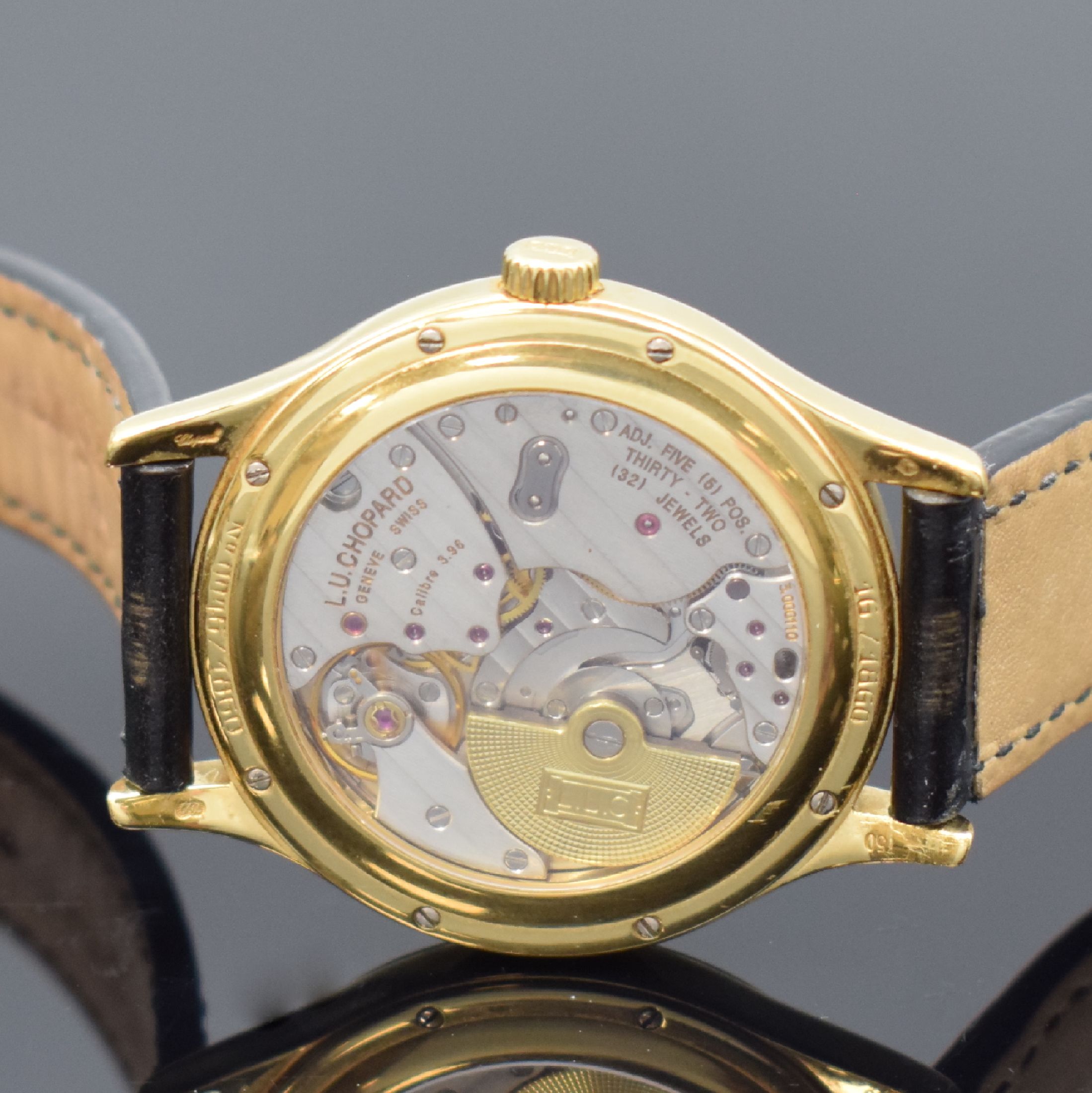Detail e: CHOPARD L.U.C limitierte Herrenarmbanduhr in GG 750/000 Referenz 16/1860, Schweiz um 2000, Automatik, beids. vergl. Geh. m. zweitem geschlossenen ...