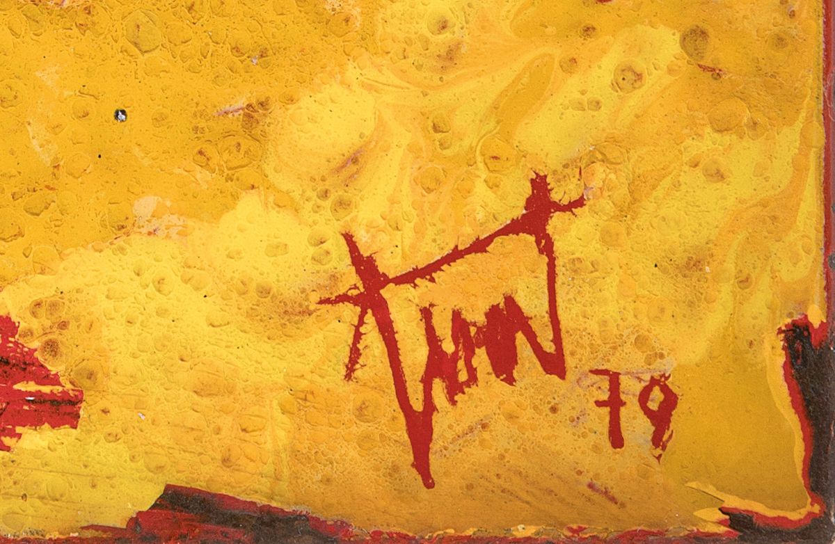 Detail a: Georg Günther Zeuner, 1923 Dresden-2011 Speyer, Der Baum der Erkenntnis, polychrome Emailarbeit auf Metall, sign. und dat. 79, ca. 60x40cm