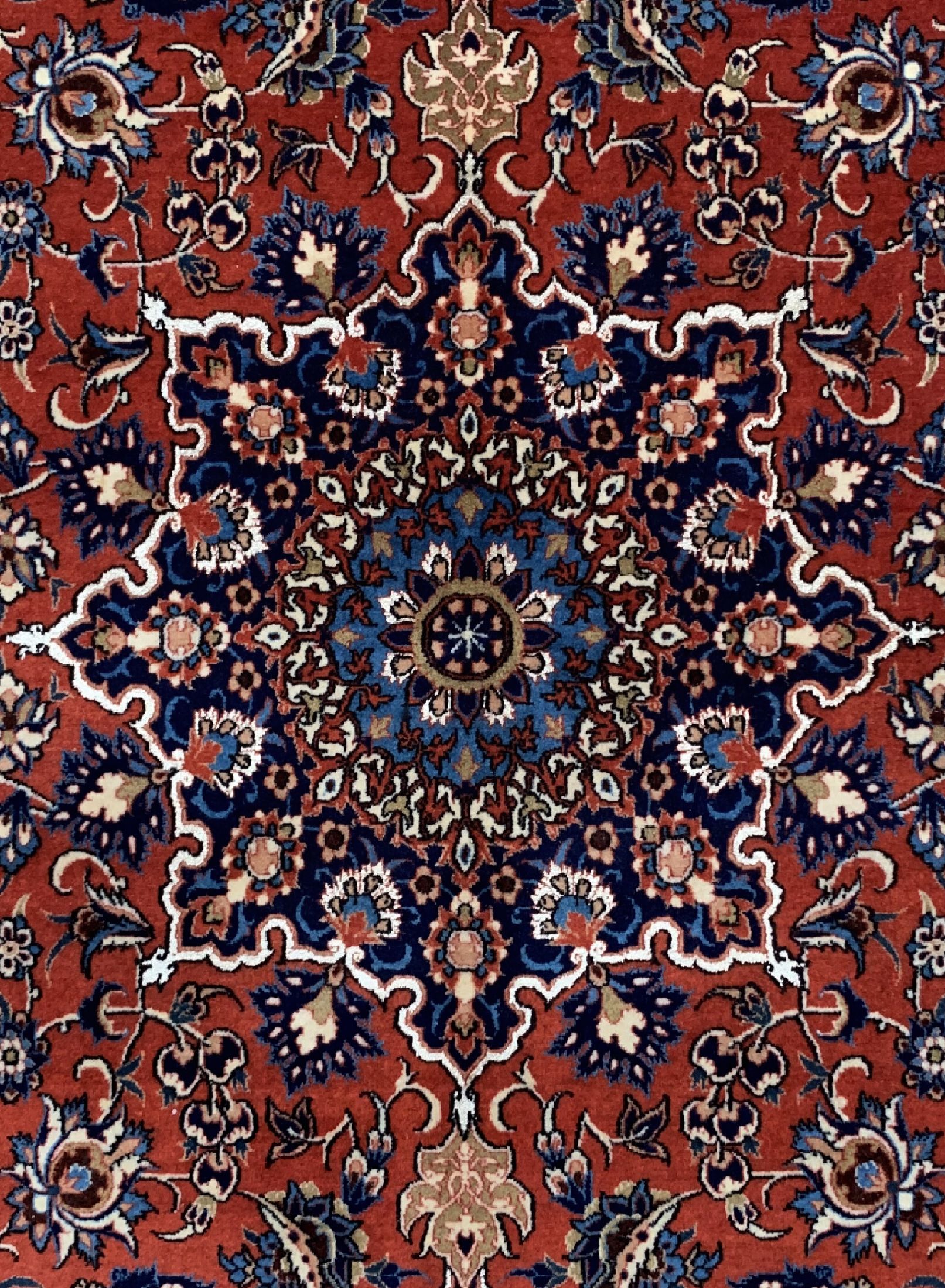 Detail b: Esfahan fein alt, Persien, um 1930/1940, Korkwolle mit Seide, ca. 225 x 145 cm, gereinigt, EHZ: 1-2