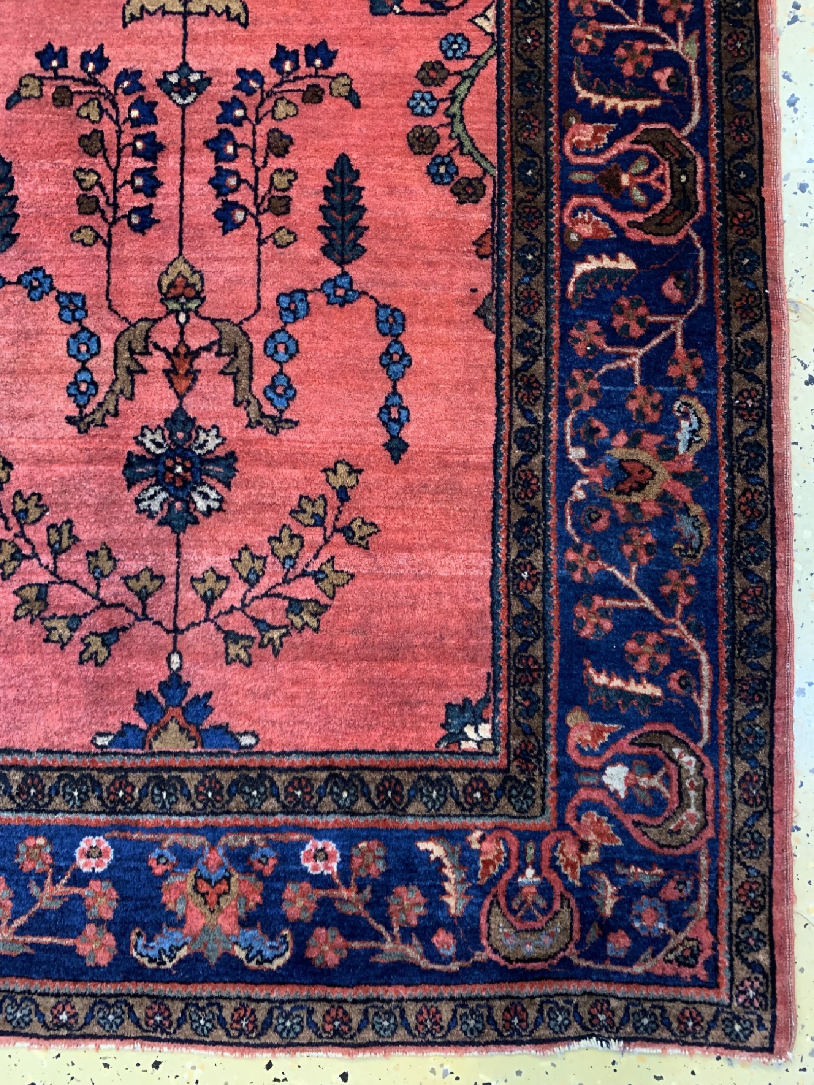 Detail a: Sarogh Mohajeran, Persien, "Us Re-Import", um 1900, Manchester-Korkwolle, ca. 194 x 128 cm, gereinigt, EHZ: 1-2(kleine Restaurierungen)