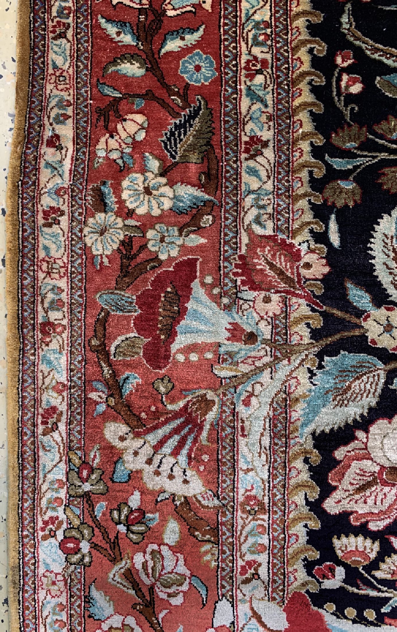 Detail d: Ghom Seide fein alt, Persien, um 1930/1940,reine Naturseide, ca. 203 x 136 cm, gereinigt,EHZ: 1-2