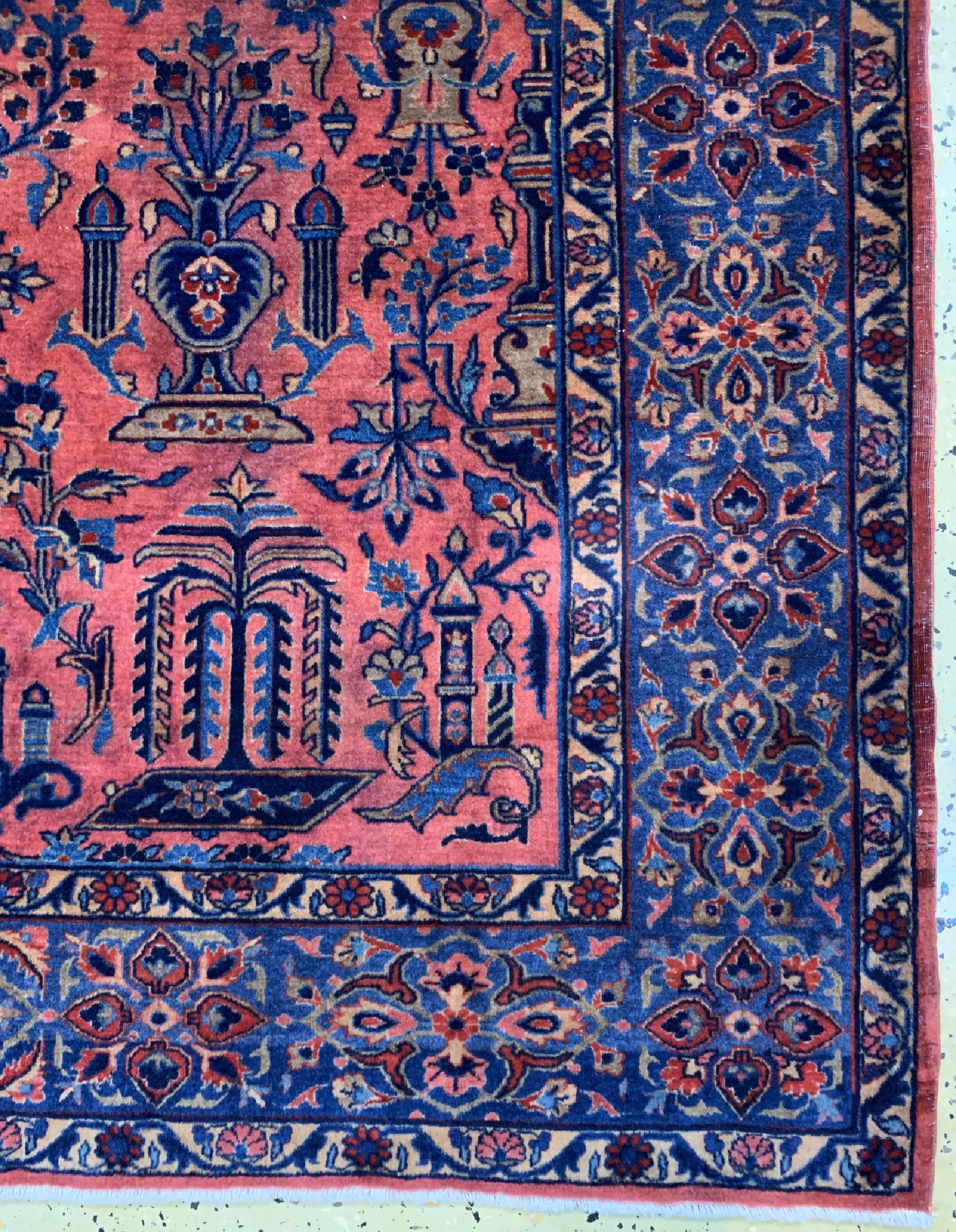 Detail a: Manchester Kesschan Persien, "Us Re-Import", um 1900, Manchester-Korkwolle, ca.193 x 132 cm, gereinigt, EHZ: 1-2