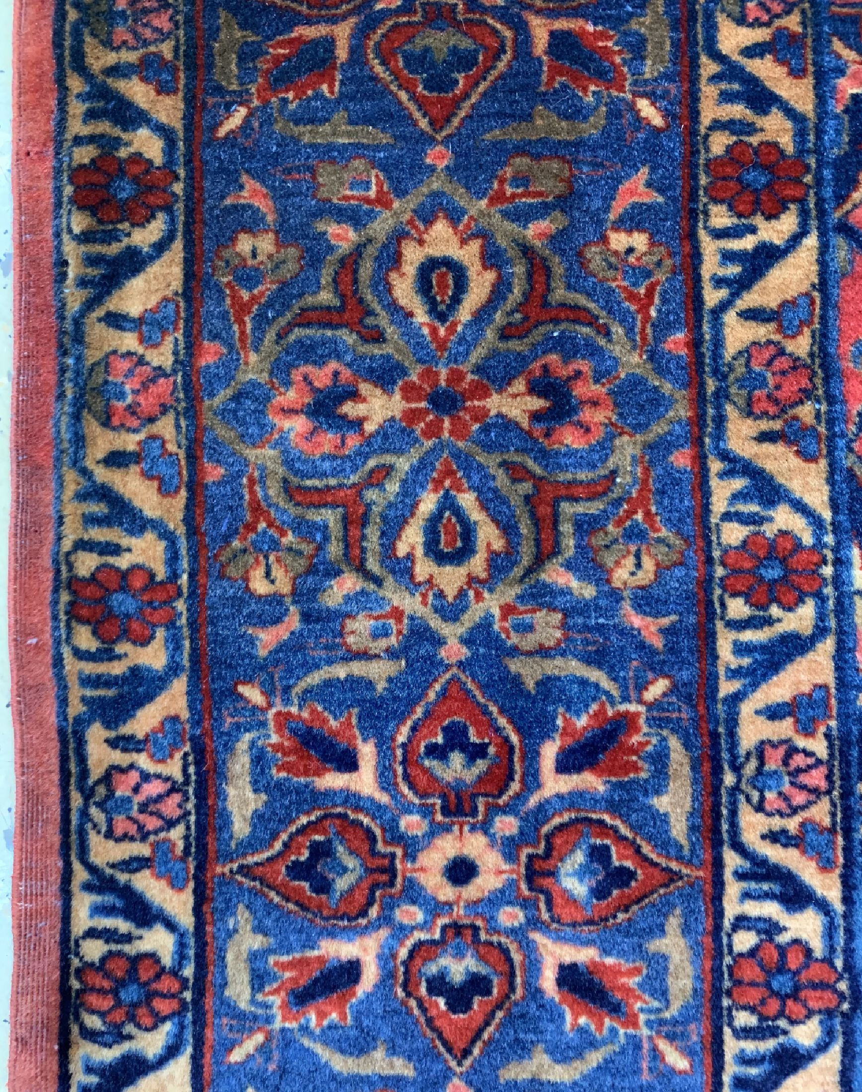 Detail e: Manchester Kesschan Persien, "Us Re-Import", um 1900, Manchester-Korkwolle, ca.193 x 132 cm, gereinigt, EHZ: 1-2