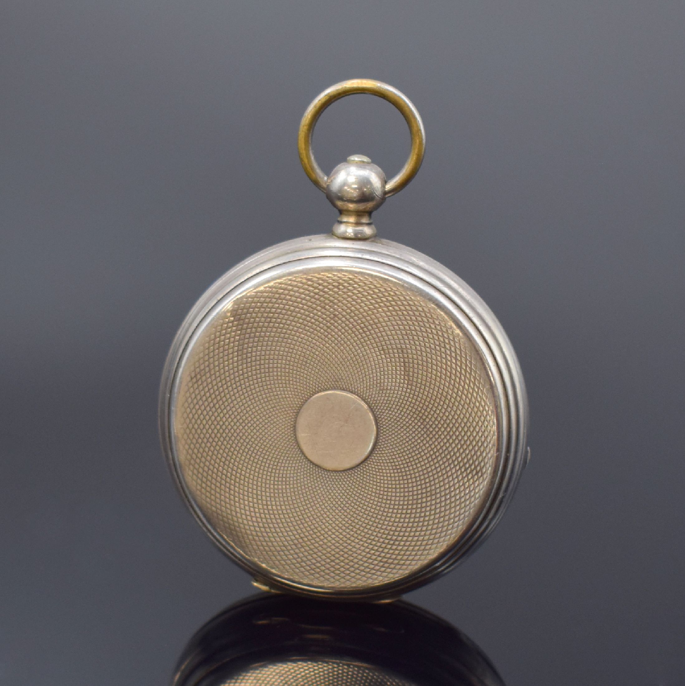 Detail a: LONGINES Nummer 2965 eine der ältesten Taschenuhren der Manufaktur, Schweiz lt. Stammbuchauszug gebaut 1869, Schlüsselaufzug, guill. Silbergeh. ...