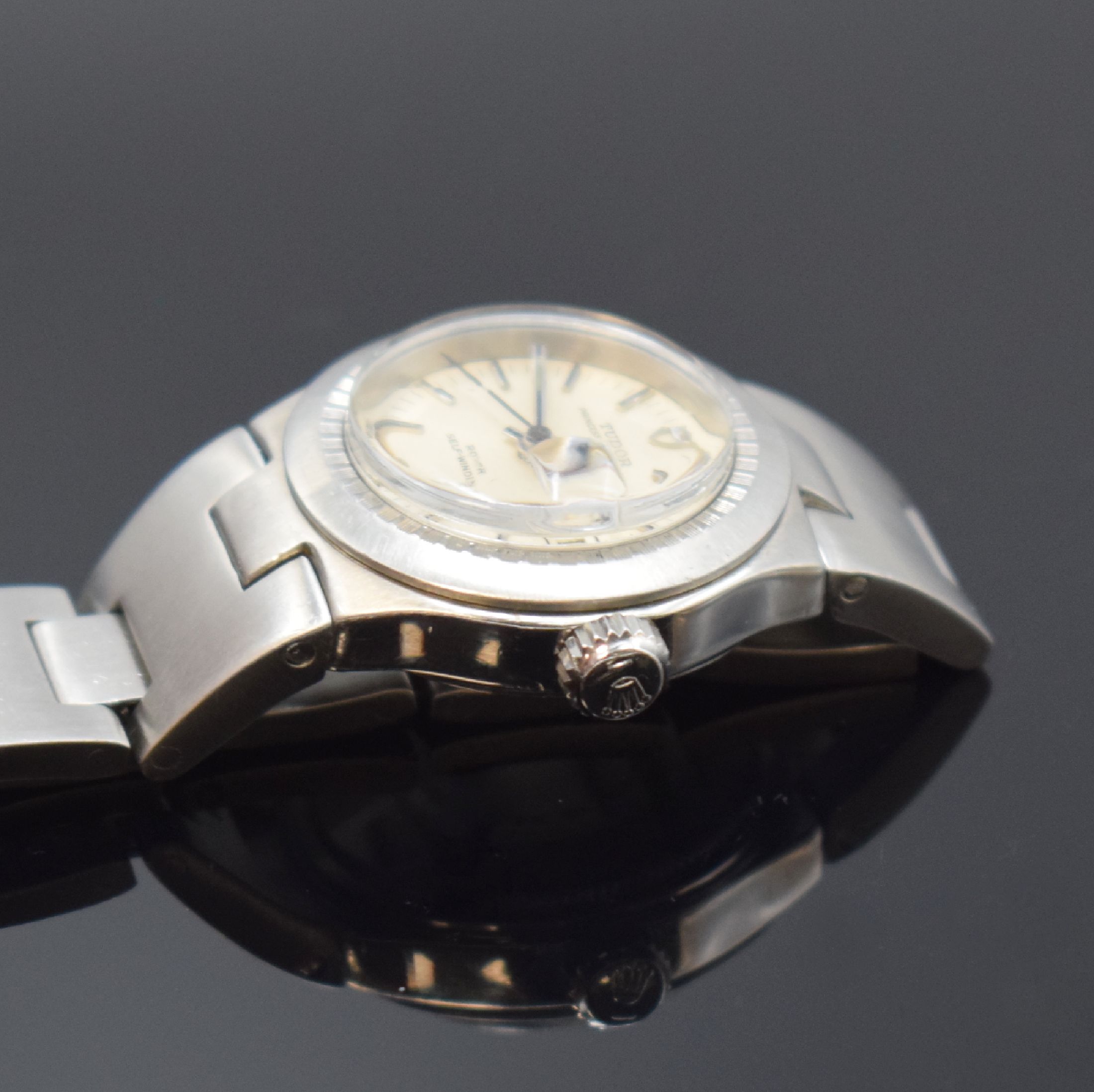 Detail c: TUDOR Princess Oysterdate Damenarmbanduhr in Stahl/Stahlband Referenz 9301/0, Schweiz um 1975, Automatik, verschr. Oystergeh., integr. Band m. ...