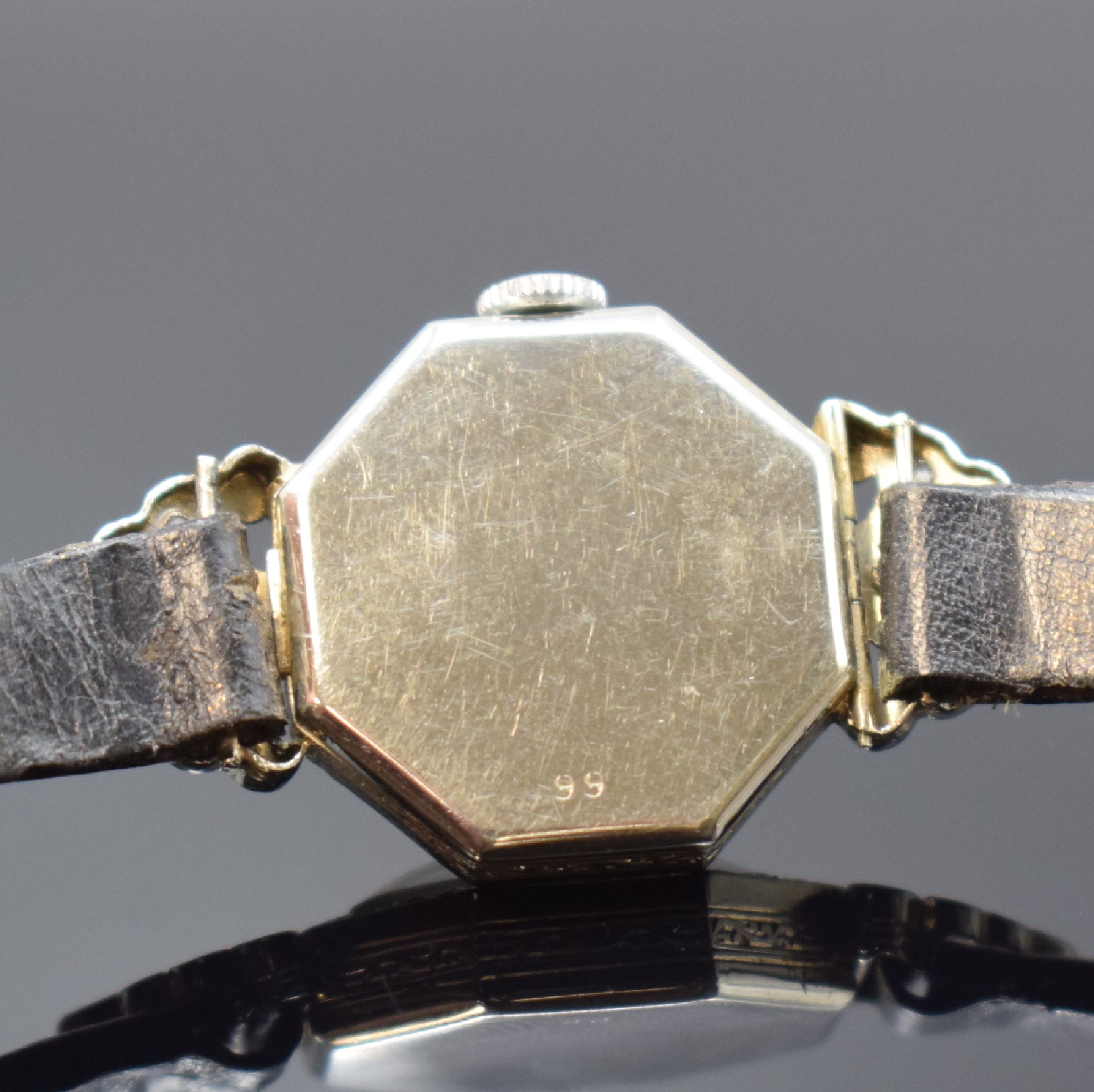 Detail c: CRAVEN Datum Watch Factories Art Deco Damenuhrin WG 750/000, England / Schweiz um 1930, Handaufzug, 8-eck. Scharniergeh., Lünette u. Anstöße m. ...