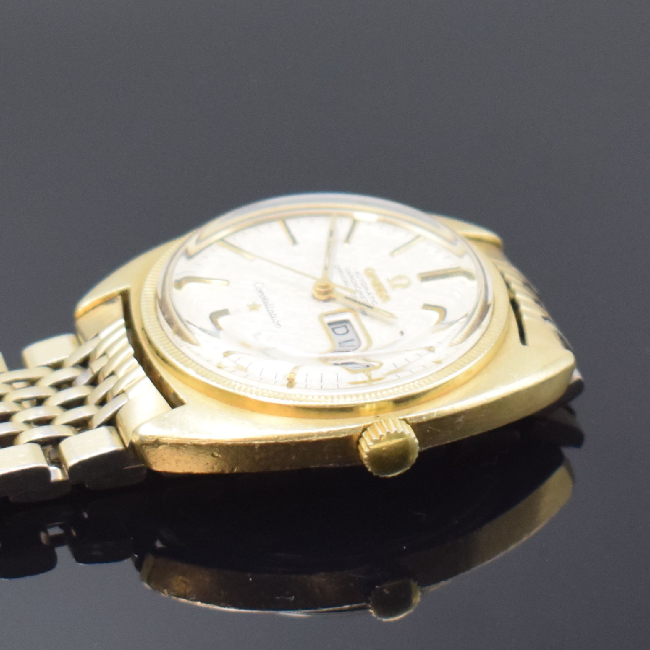Detail c: OMEGA Herrenarmbanduhr Constellation Chronometer Referenz CD 168.029, Automatik, Schweiz um 1969, Edelstahlgeh. m. Goldhaube inkl. verg. orig. ...