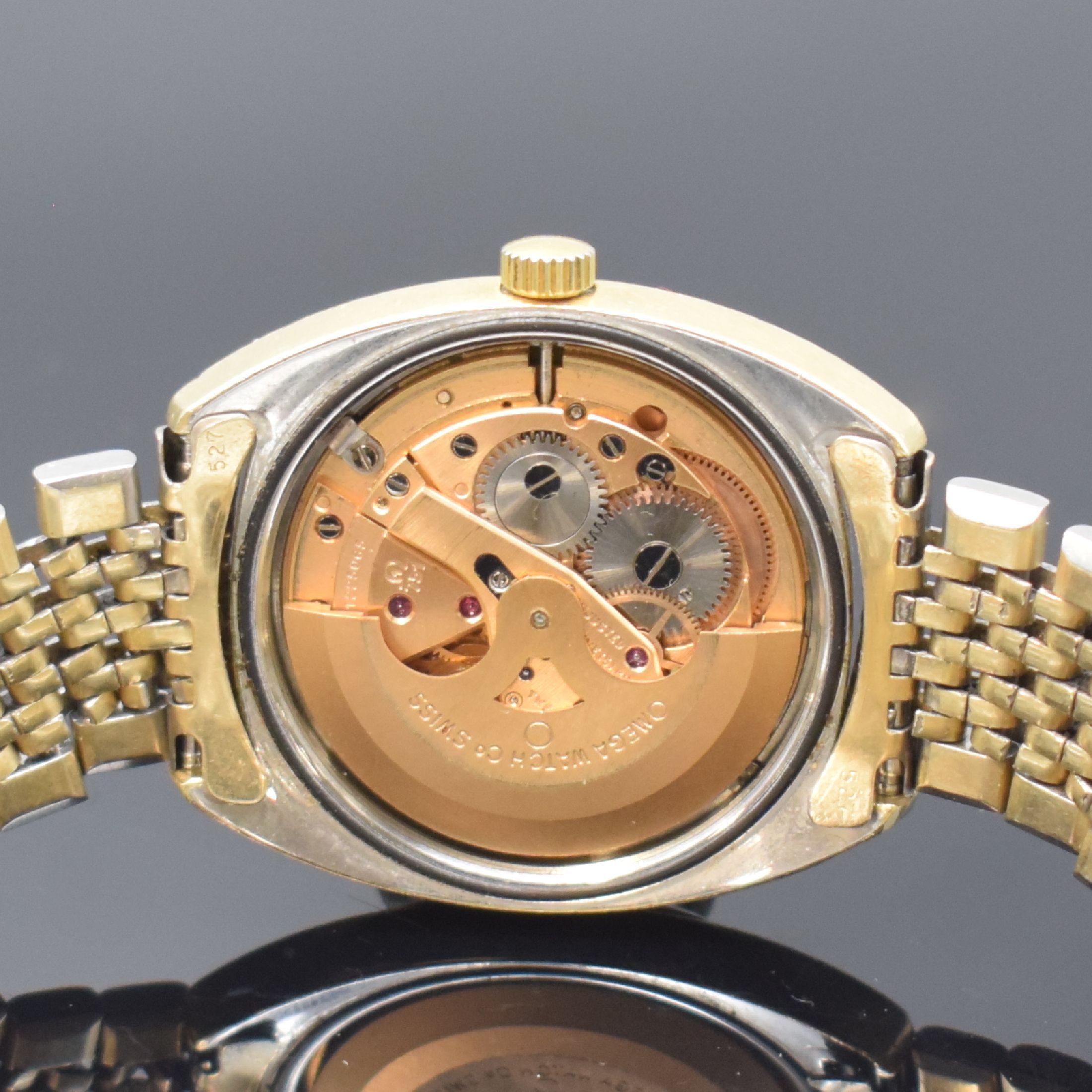 Detail e: OMEGA Herrenarmbanduhr Constellation Chronometer Referenz CD 168.029, Automatik, Schweiz um 1969, Edelstahlgeh. m. Goldhaube inkl. verg. orig. ...