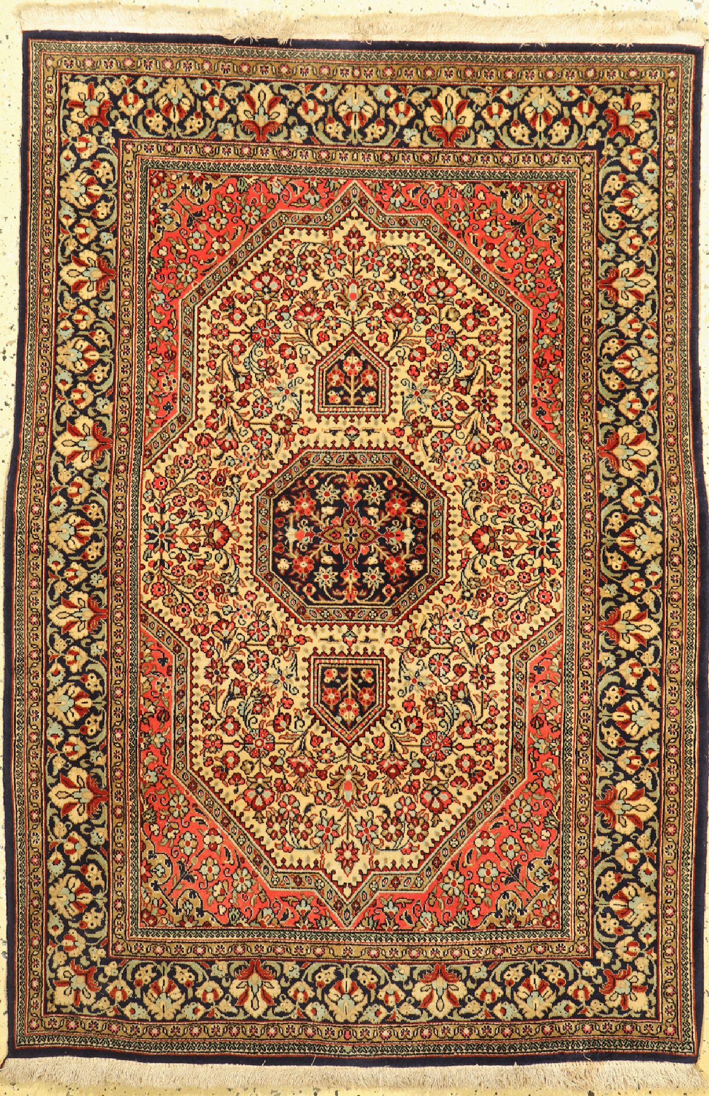 Ghom Kork, Persien, ca. 50 Jahre, Korkwolleauf Baumwolle, ca. 162 x 111 cm, EHZ: 2