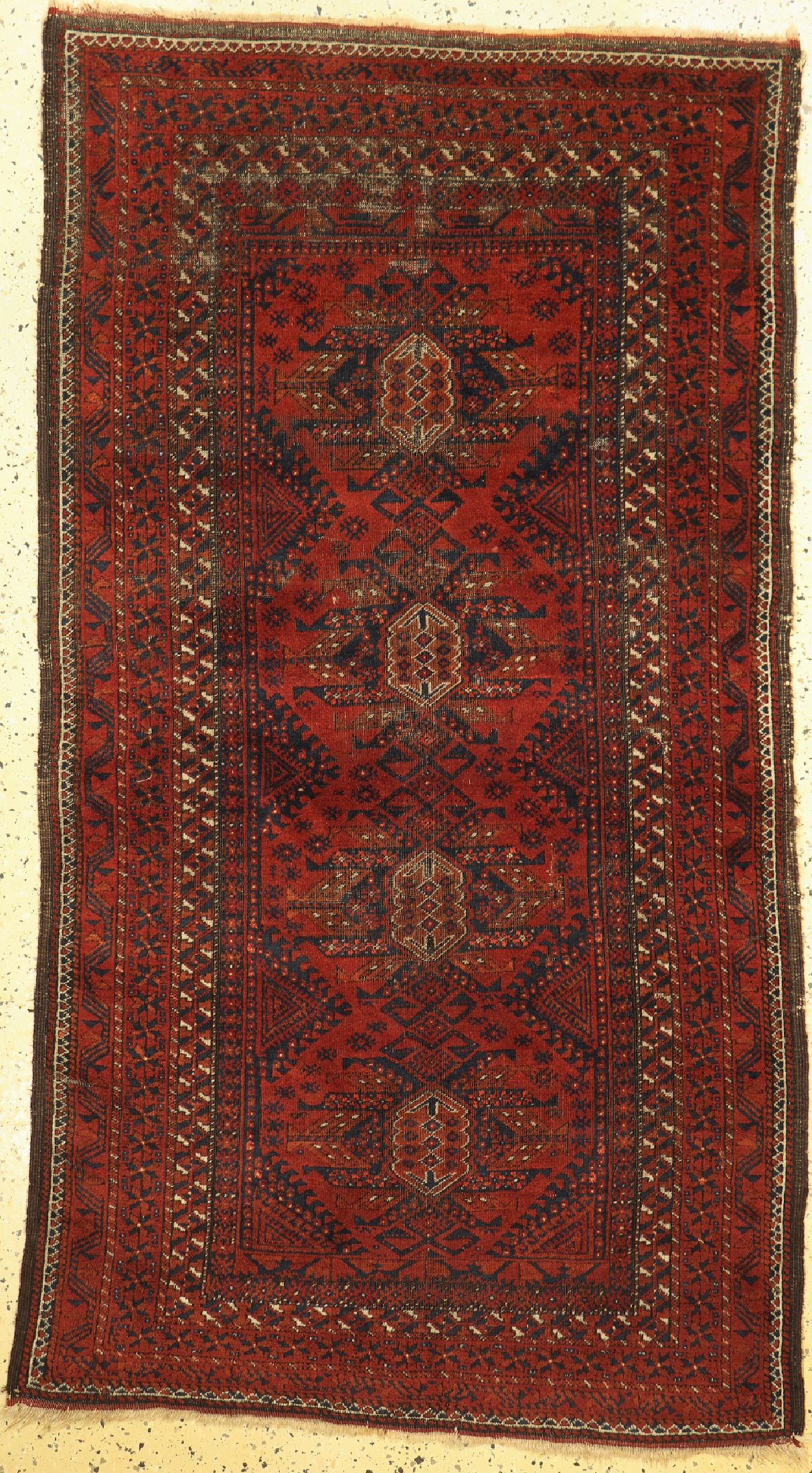 Antiker Belutsch, Persien, 19.Jhd, Wolle auf Wolle, ca. 188 x 104 cm, EHZ: 3(oxidiert)