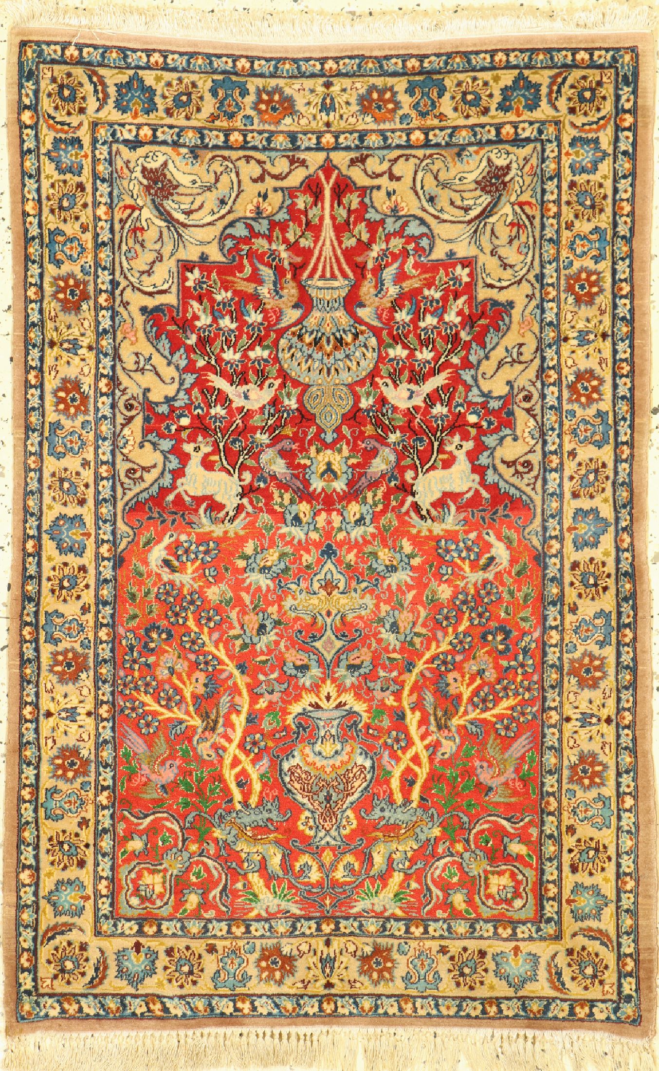 Esfahan fein, Persien, um 1950, Korkwolle mit und auf Seide, ca. 108 x 69 cm, EHZ: 2, (Abrasch)