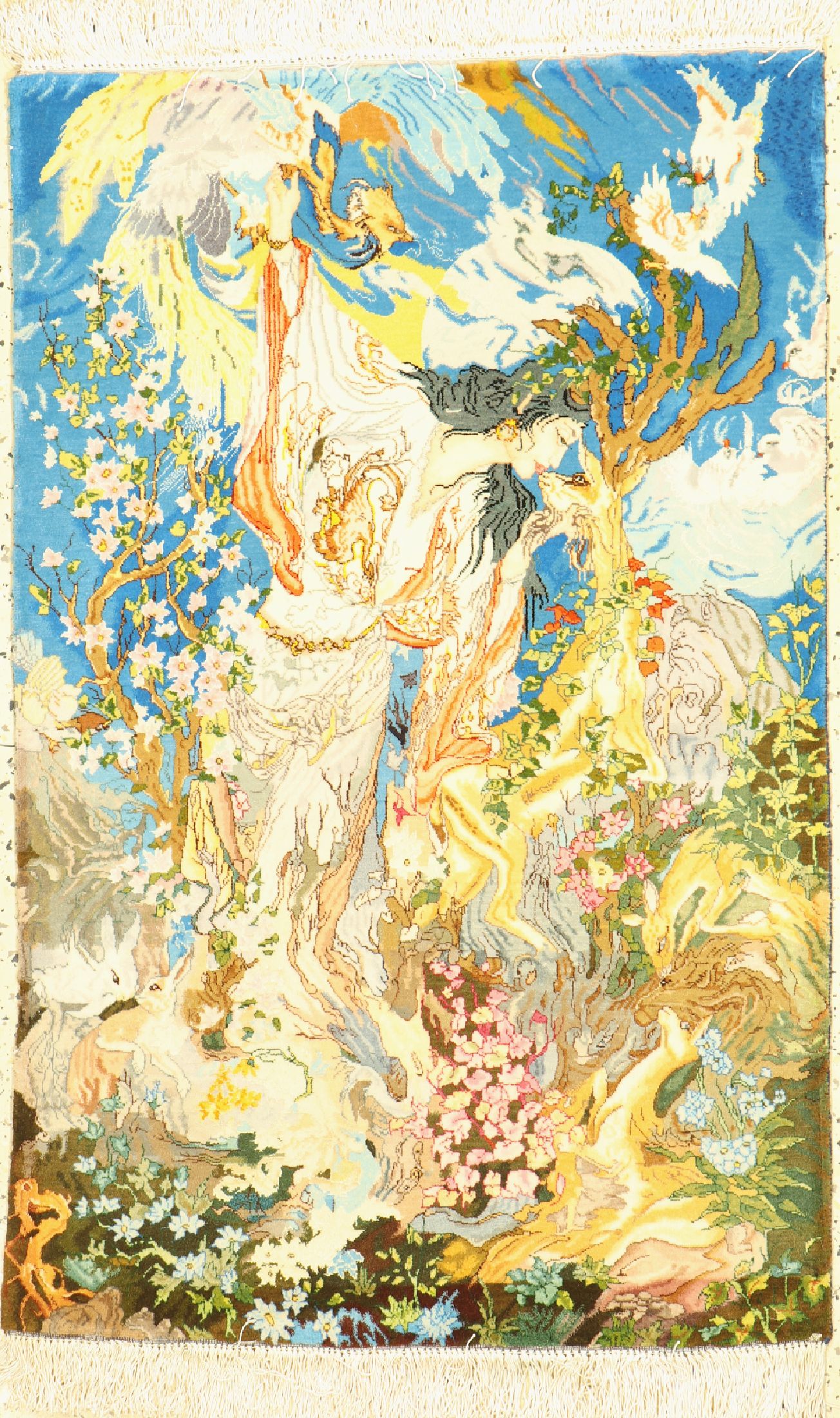 Täbriz fein(50 Raj), Persien, ca. 40 Jahre,Korkwolle mit und auf Seide, ca. 106 x 67 cm, EHZ: 1-2