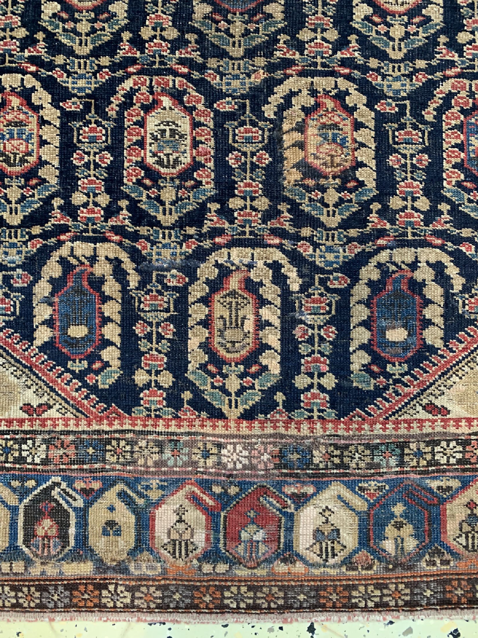 Detail b: Antiker"Chila"Kazak, Kaukasus, 19.Jhd, Wolle auf Wolle, ca. 154 x 99 cm, EHZ: 3, (Alte Restaurierungen)