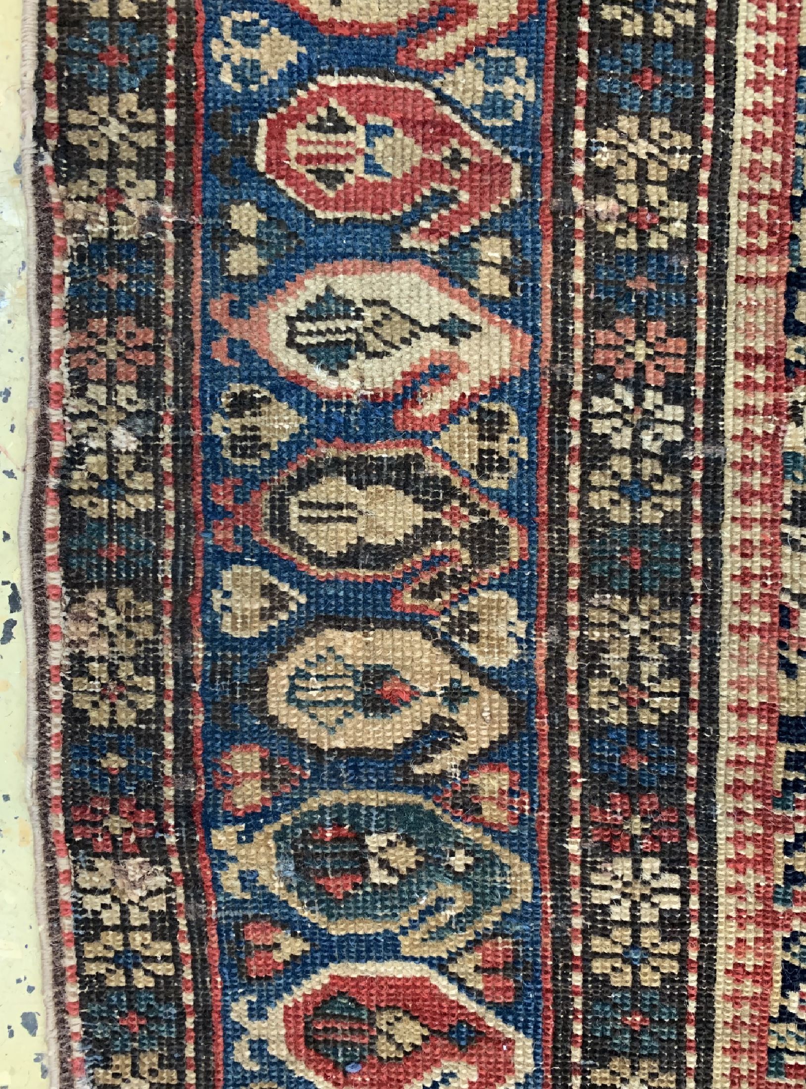 Detail d: Antiker"Chila"Kazak, Kaukasus, 19.Jhd, Wolle auf Wolle, ca. 154 x 99 cm, EHZ: 3, (Alte Restaurierungen)