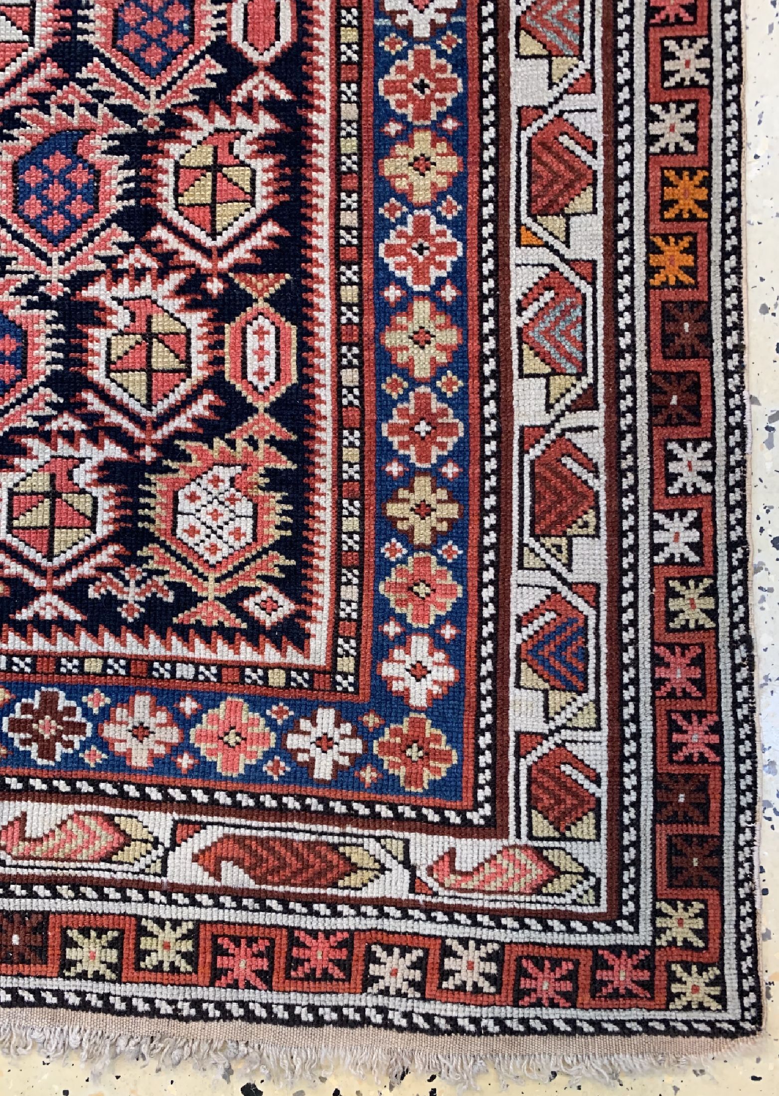 Detail a: Antiker"Marasali"Kazak, Kaukasus, 19.Jhd, Wolle auf Wolle, ca. 167 x 119 cm, EHZ: 2-3