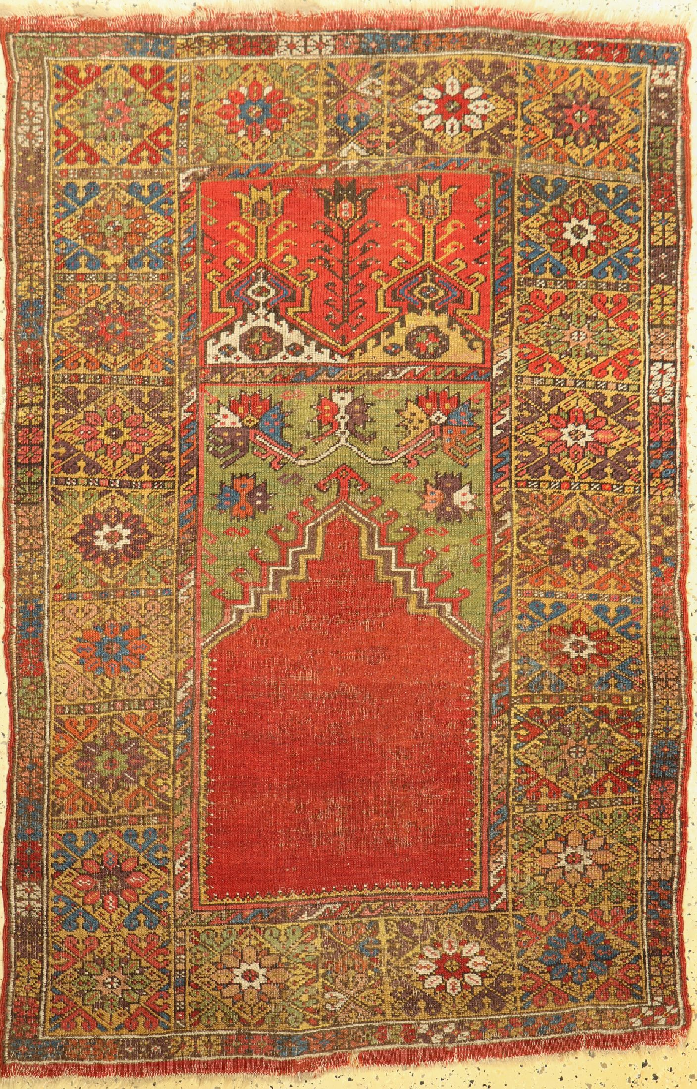 Antiker Mucur, Türkei, 19.Jhd, Wolle auf Wolle, ca. 169 x 109 cm, EHZ: 3, (Alte Restaurierungen)