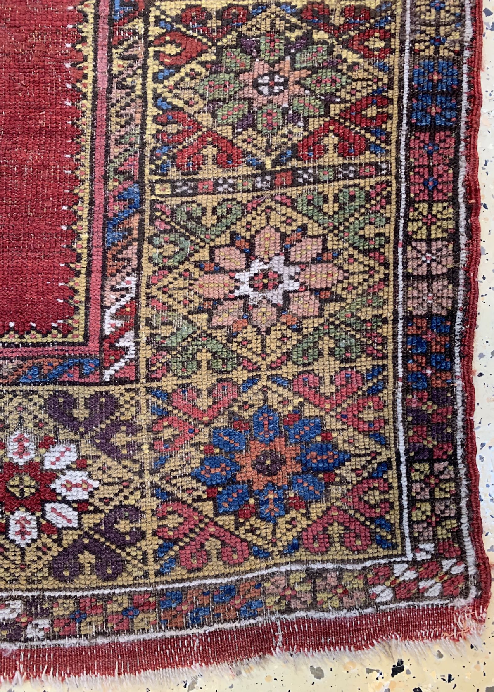 Detail a: Antiker Mucur, Türkei, 19.Jhd, Wolle auf Wolle, ca. 169 x 109 cm, EHZ: 3, (Alte Restaurierungen)