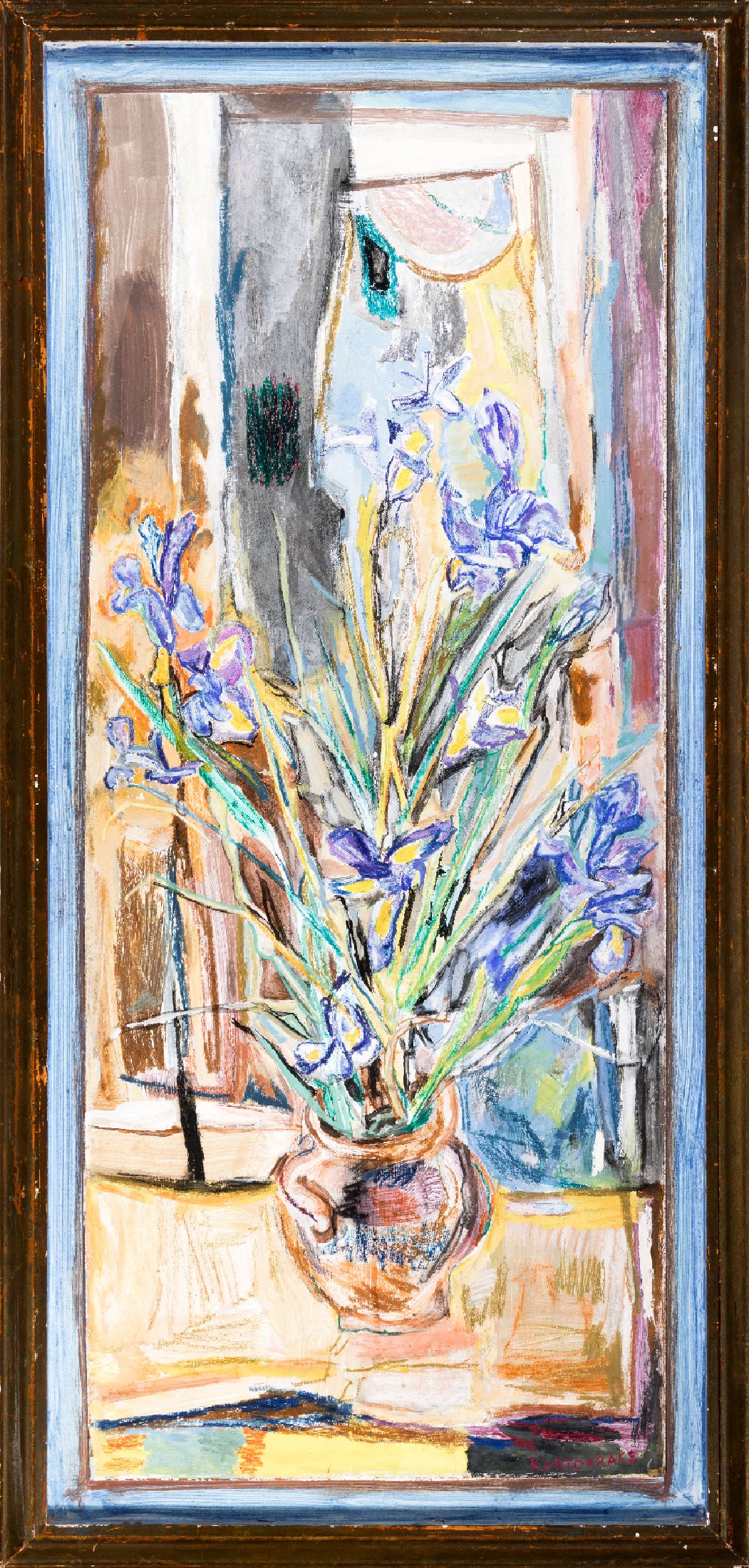 Rudolf Kortokraks, 1928 Ludwigshafen am Rhein - 2014 Hallein, Studium an der Freien Kunstakademie Mannheim, hier großes Blumenstillleben, ...