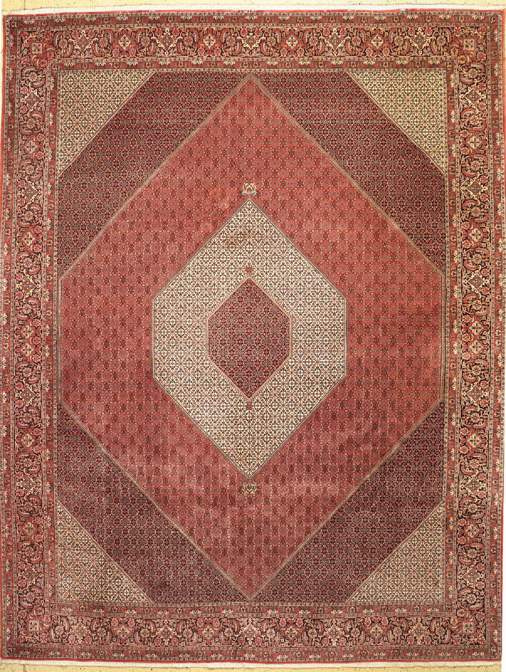 Bidjar Kork fein, Persien, ca. 30 Jahre, Korkwolle mit Seide, ca. 395 x 305 cm, EHZ: 1-2, (kleine Flecken)
