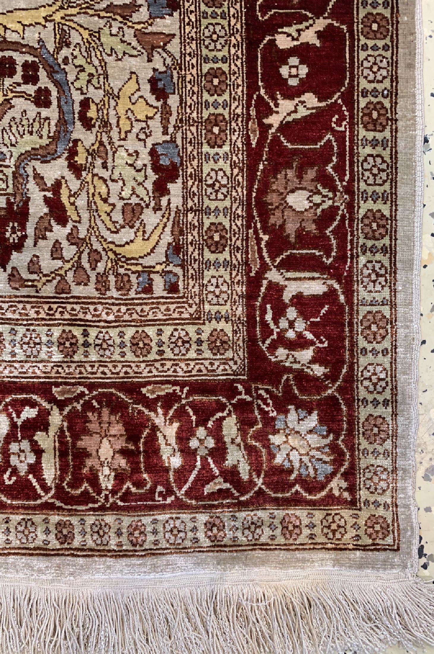 Detail a: Hereke Seide alt, Türkei, um 1950, reine Naturseide, ca. 92 x 50 cm, ca. 1,0 Mio. Kn/qm, EHZ: 2
