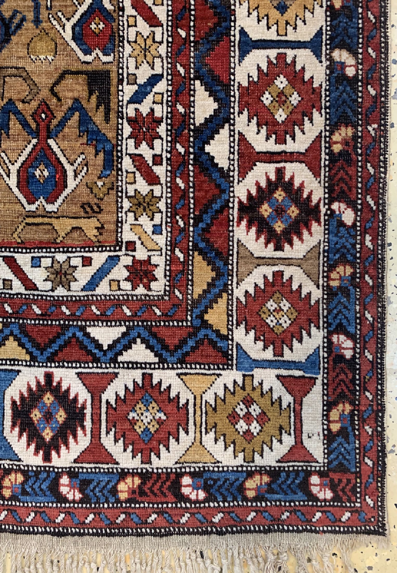 Detail a: Antiker"Kuba"Schirwan, Kaukasus, 19.Jhd, Wolle auf Wolle, ca. 176 x 119 cm, EHZ: 2-3