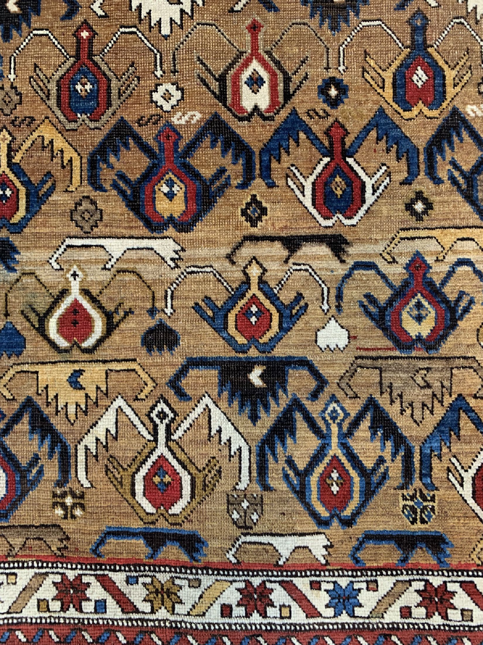 Detail b: Antiker"Kuba"Schirwan, Kaukasus, 19.Jhd, Wolle auf Wolle, ca. 176 x 119 cm, EHZ: 2-3