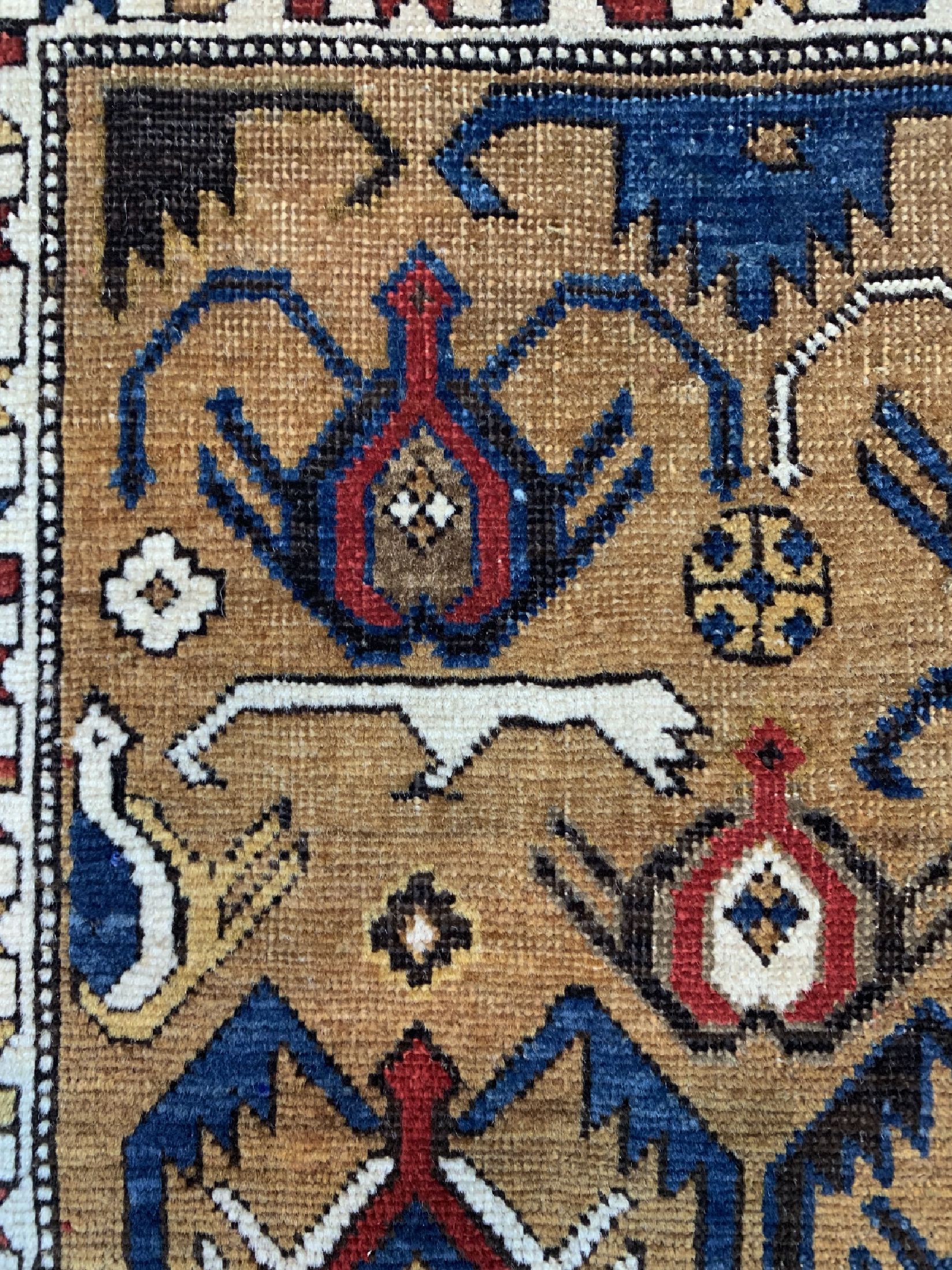 Detail c: Antiker"Kuba"Schirwan, Kaukasus, 19.Jhd, Wolle auf Wolle, ca. 176 x 119 cm, EHZ: 2-3