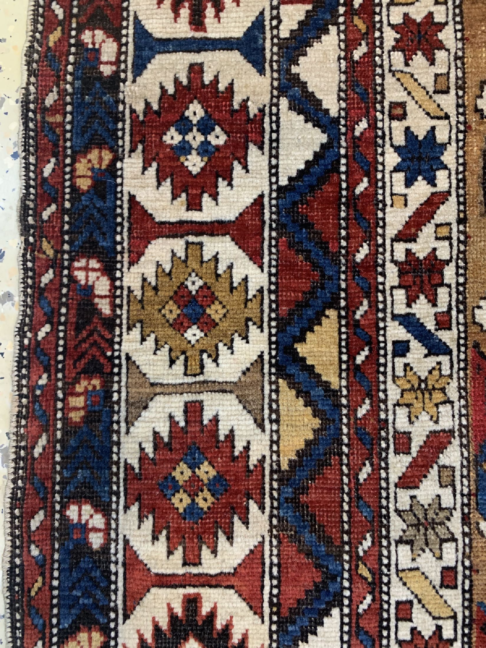 Detail d: Antiker"Kuba"Schirwan, Kaukasus, 19.Jhd, Wolle auf Wolle, ca. 176 x 119 cm, EHZ: 2-3