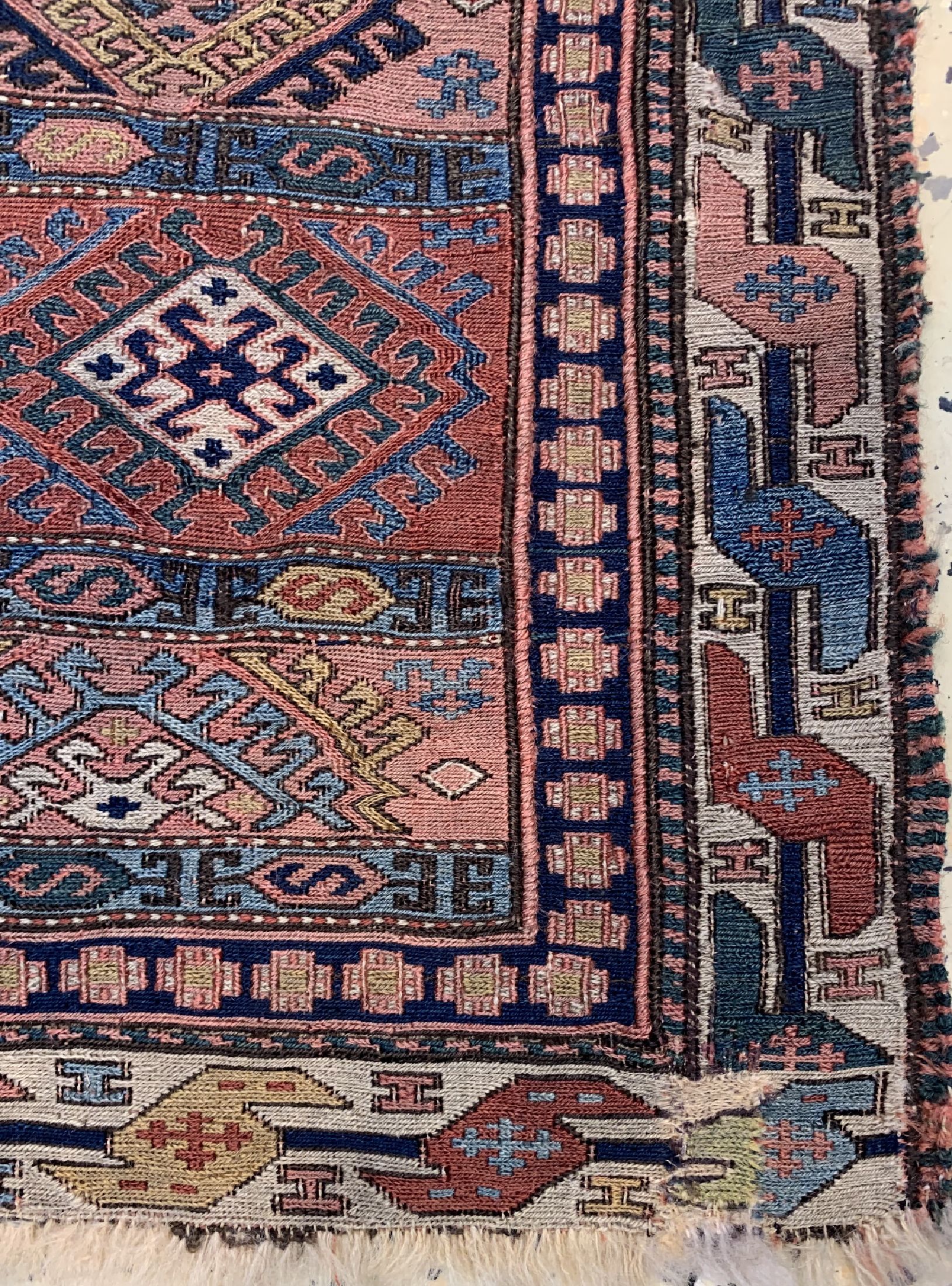 Detail a: Shahsawan Taschenfront antik, Persien, 19.Jhd, Wolle auf Wolle, ca. 60 x 53 cm, EHZ: 3-4