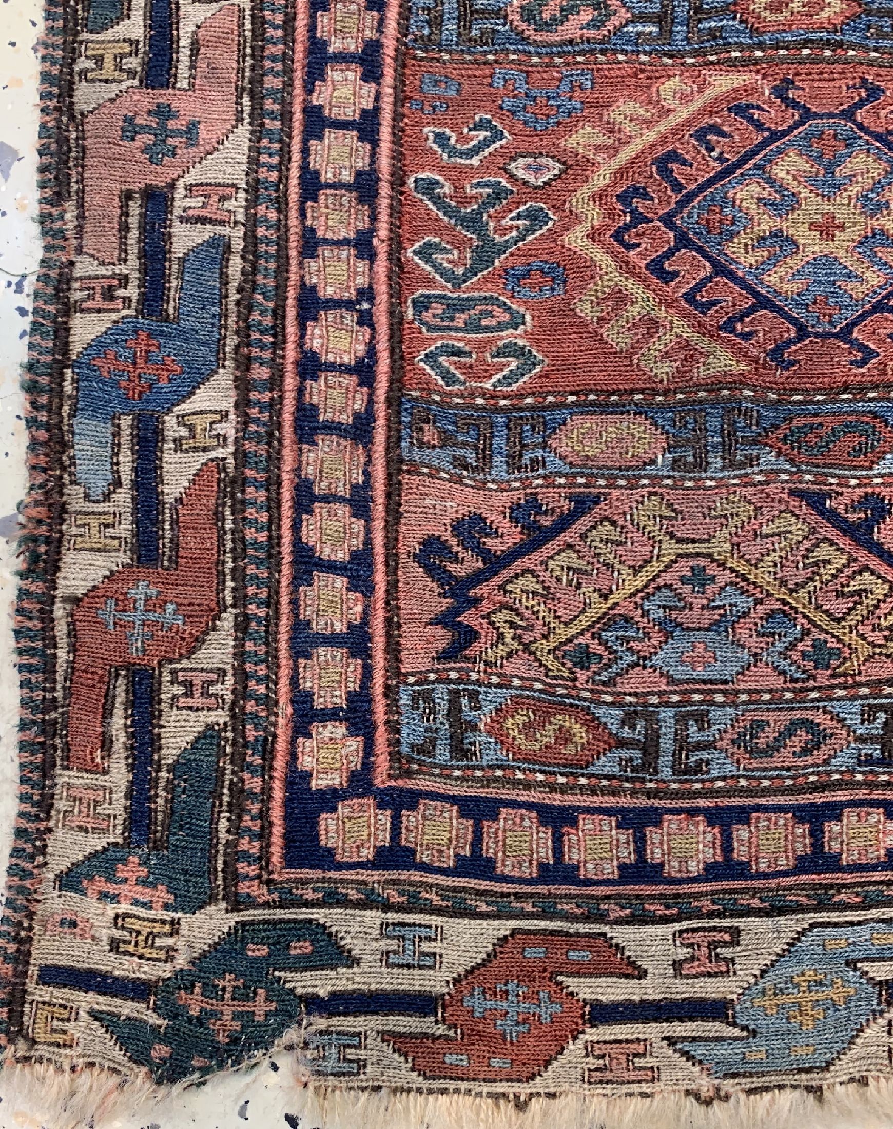 Detail b: Shahsawan Taschenfront antik, Persien, 19.Jhd, Wolle auf Wolle, ca. 60 x 53 cm, EHZ: 3-4