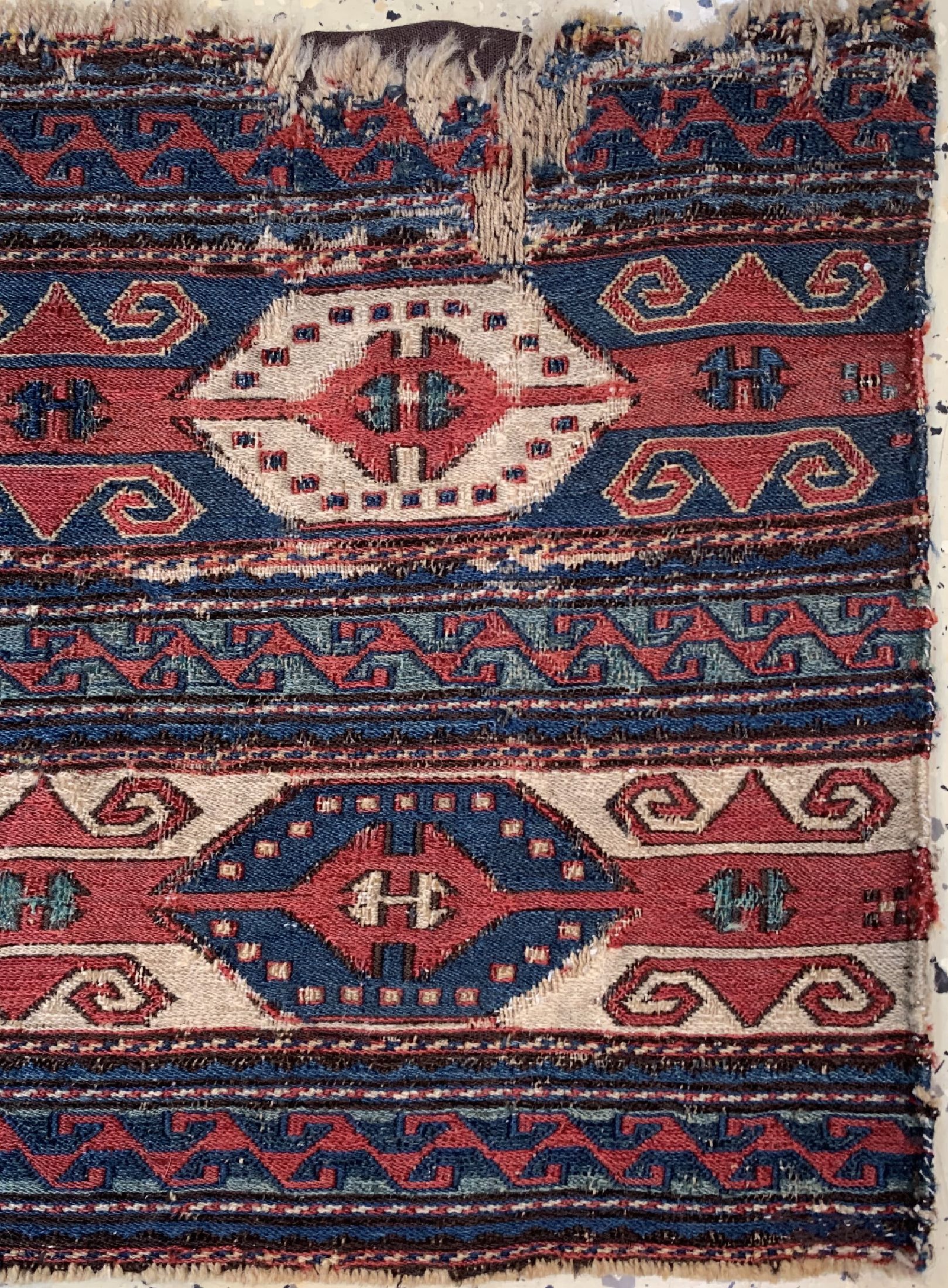Detail a: Shahsawan Mafraschteil antik, Persien, 19.Jhd, Wolle auf Wolle, ca. 100 x 42 cm, EHZ:4