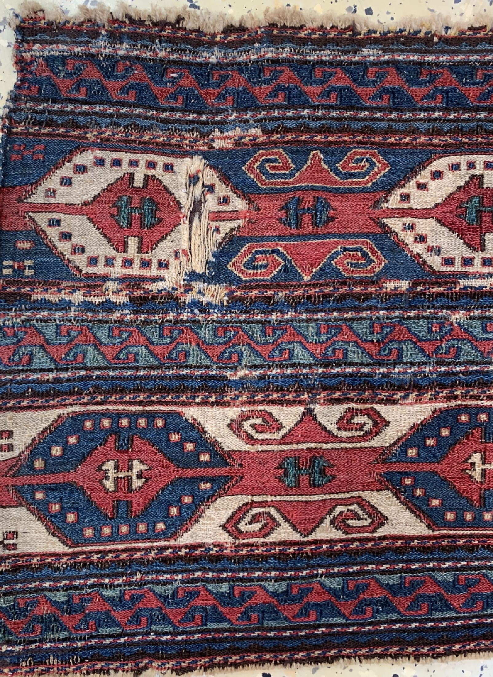 Detail b: Shahsawan Mafraschteil antik, Persien, 19.Jhd, Wolle auf Wolle, ca. 100 x 42 cm, EHZ:4