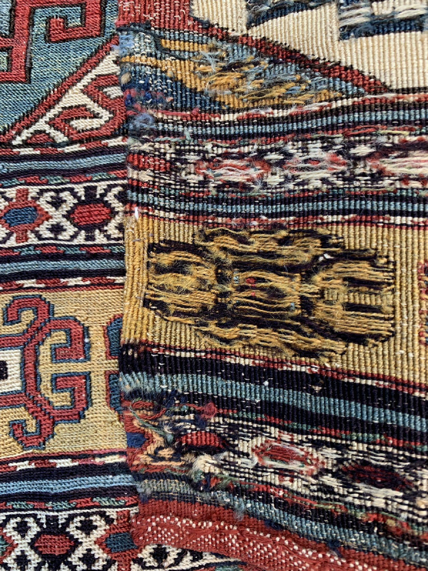 Detail c: Shahsawan Mafraschteil antik, Persien, 19.Jhd, Wolle auf Wolle, ca. 54 x 46 cm, EHZ: 2-3