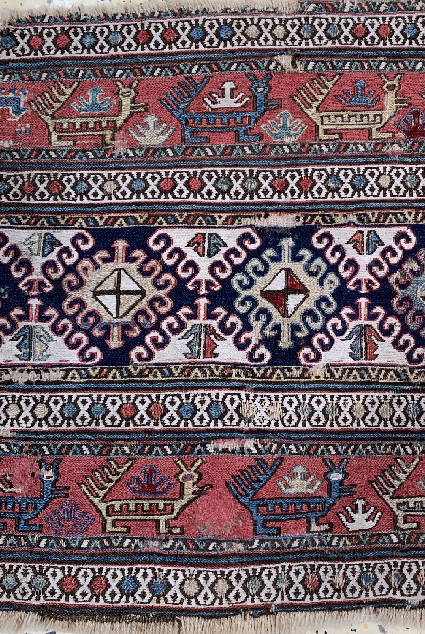 Detail b: Shahsawan Mafraschteil antik, Persien, 19.Jhd, Wolle auf Wolle, ca. 94 x 46 cm, EHZ: 3