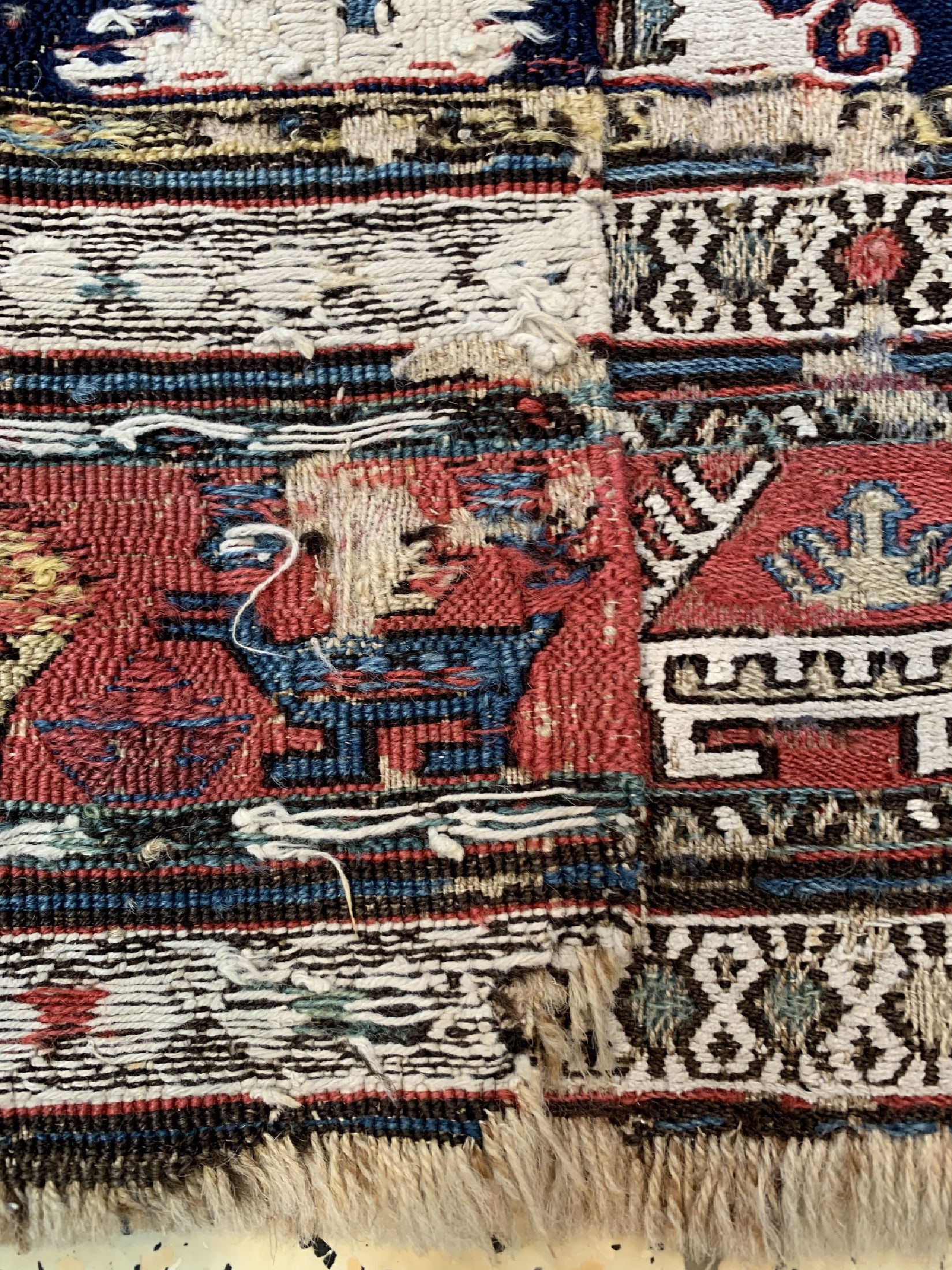 Detail c: Shahsawan Mafraschteil antik, Persien, 19.Jhd, Wolle auf Wolle, ca. 94 x 46 cm, EHZ: 3