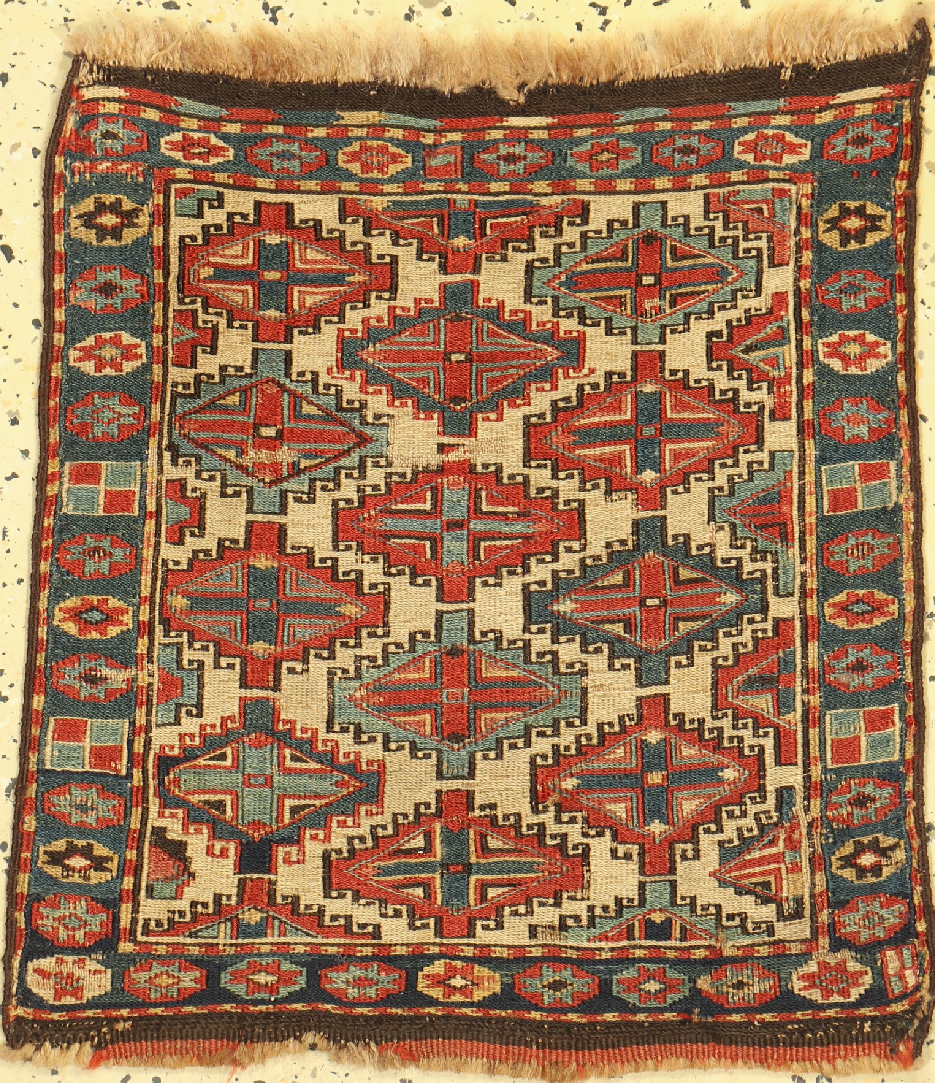 Shahsawan Taschenfront antik, Persien, 19.Jhd, Wolle auf Wolle, ca. 51 x 46 cm, EHZ: 3