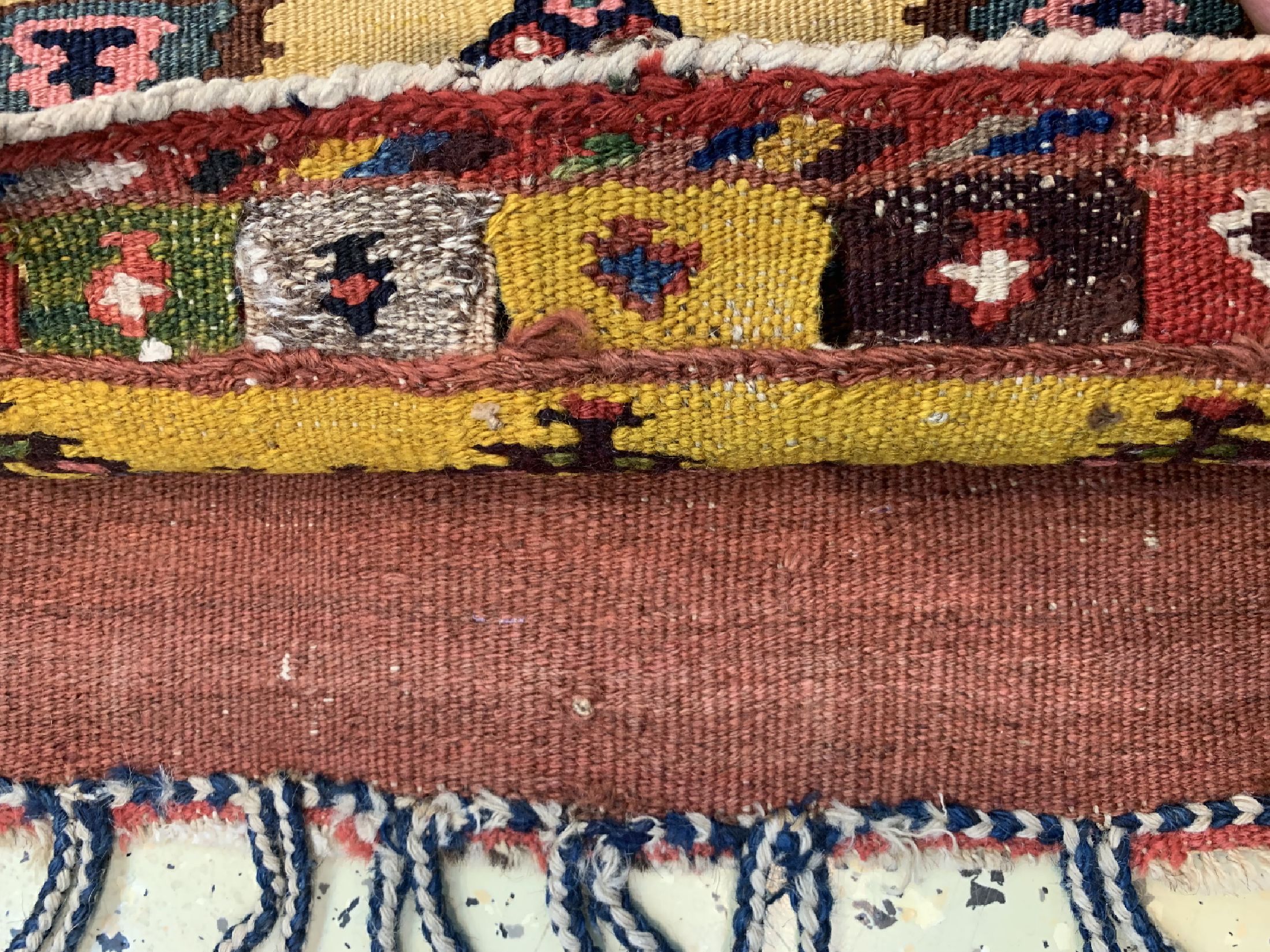 Detail c: Antiker Bachtiar Tasche, Persien, um 1900, Wolle auf Wolle, ca. 63 x 59 cm, Reinigungsbedürftig, EHZ: 2