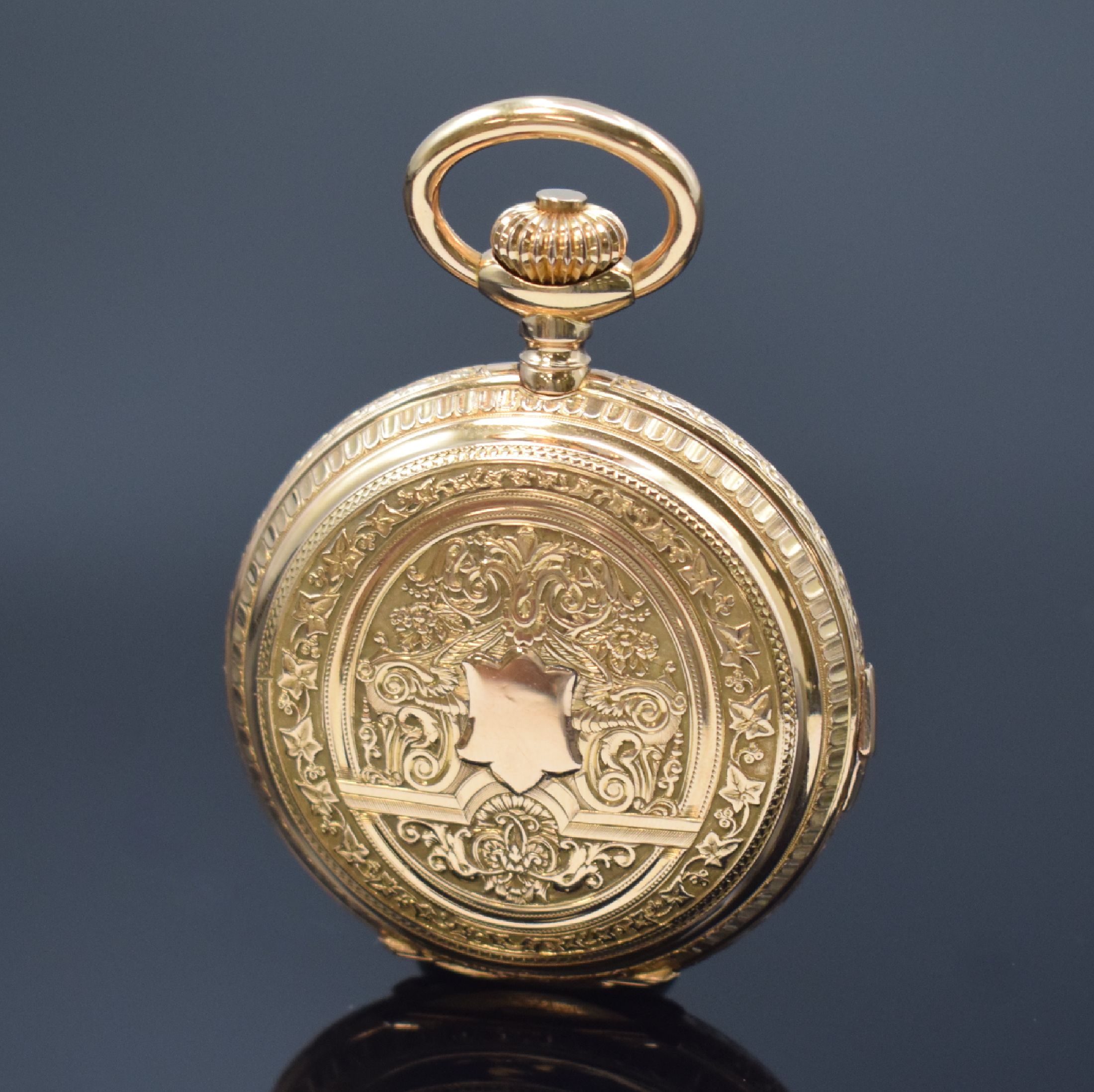 Detail c: LATTES Freres & Cie Geneve seltene Taschenuhr mit Viertelstunden-Selbstschlag / Grande Sonnerie und Petite Sonnerie im RG 750/000 Prunkgehäuse, ...
