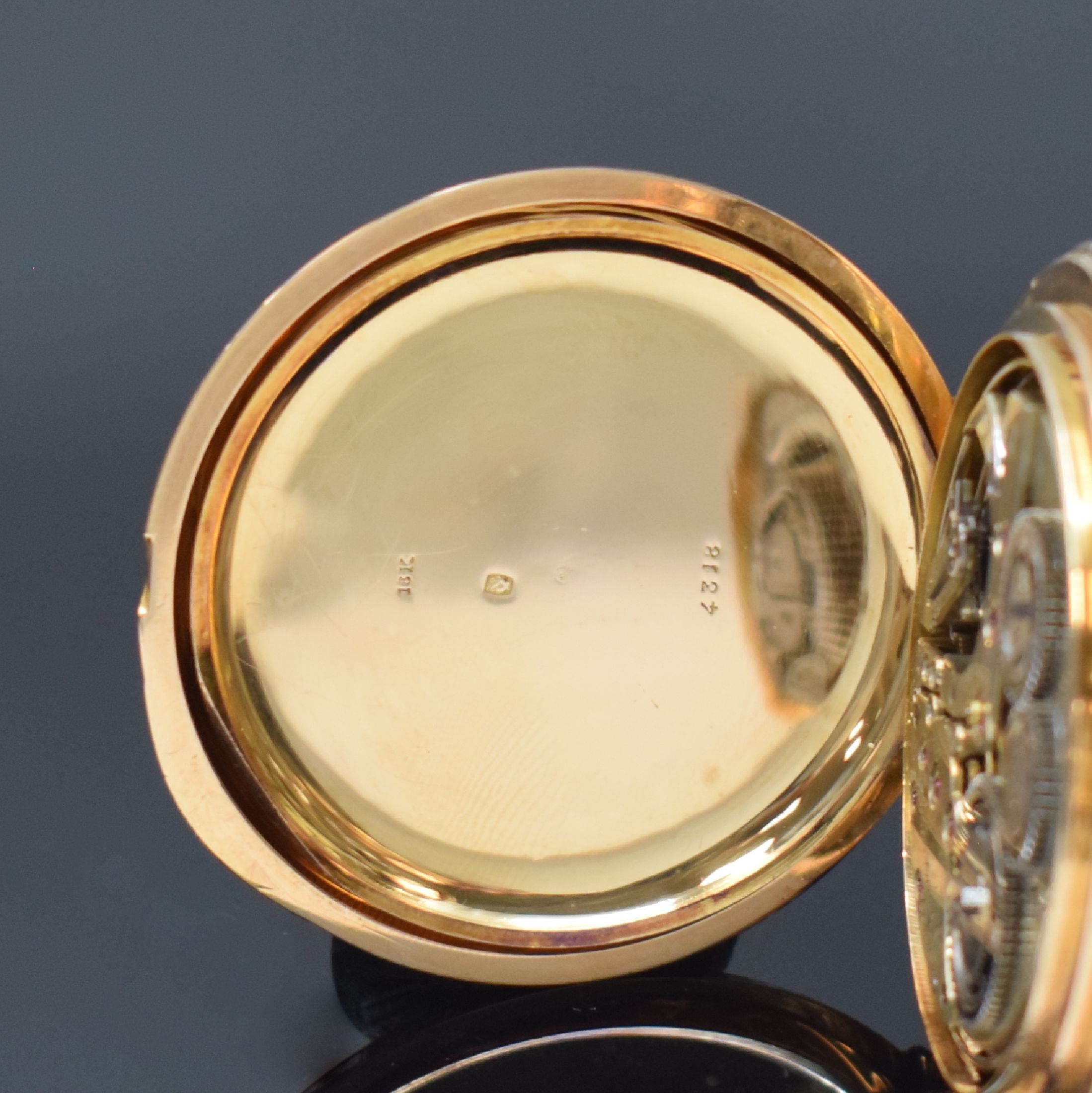 Detail g: LATTES Freres & Cie Geneve seltene Taschenuhr mit Viertelstunden-Selbstschlag / Grande Sonnerie und Petite Sonnerie im RG 750/000 Prunkgehäuse, ...