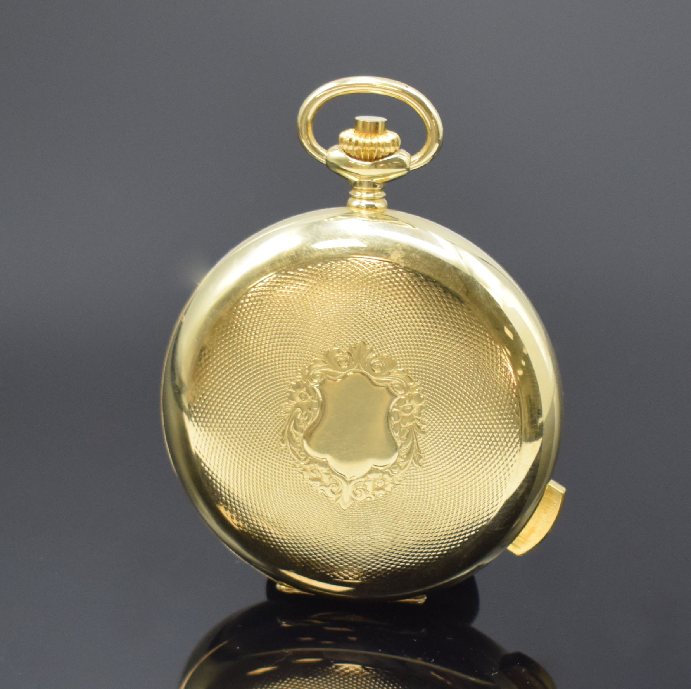 Detail b: BUCHERER Savonette mit 5-Minuten Repetition, Schweiz um 1990, verg. Gehäuse, weißes Zifferbl. m. röm. Zahlen, arab. Minuterie, schwarze Zeiger, ...