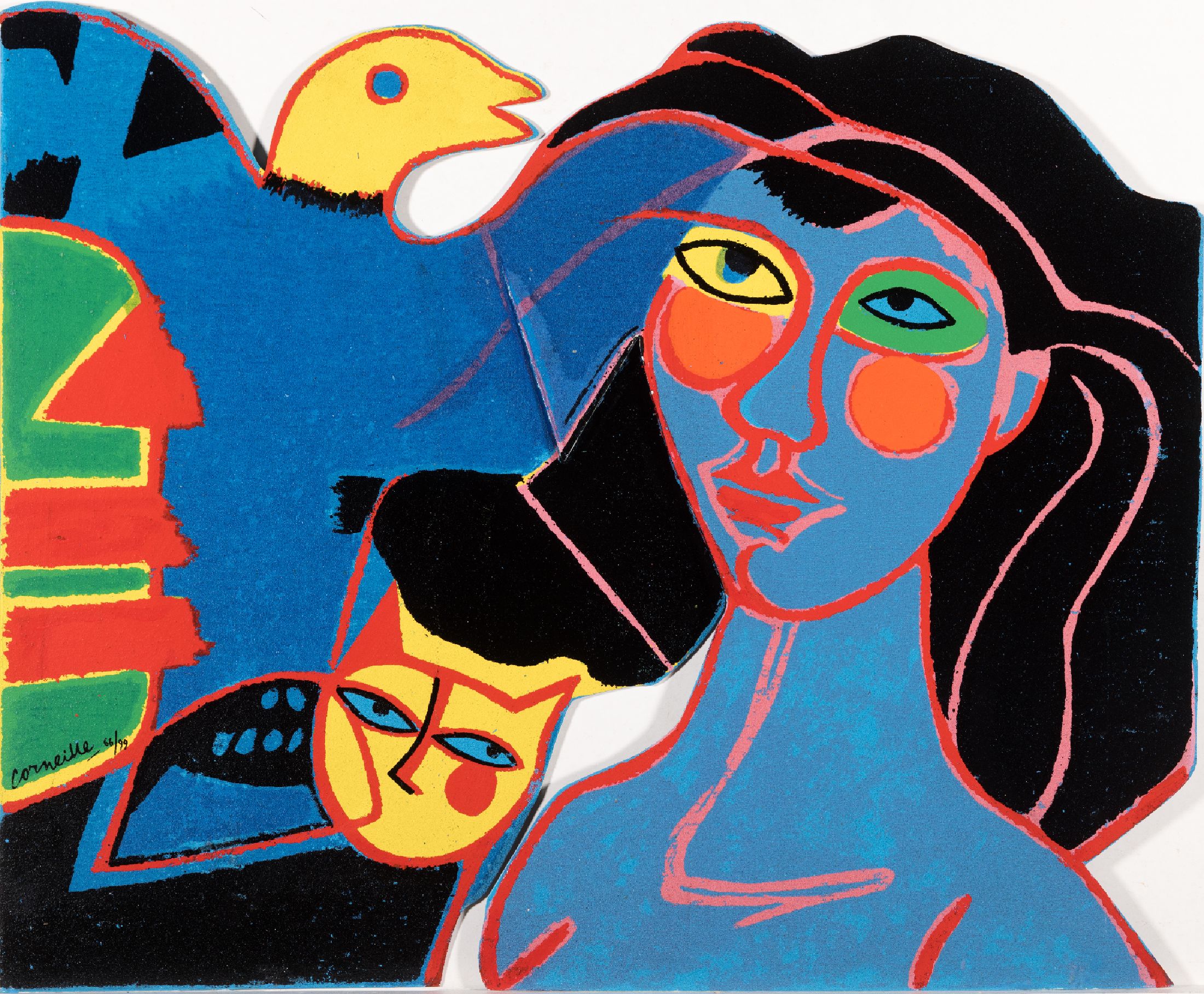 Corneille, 1922-2010, Metallskulptur, sign., num. 66/99, ca. 53x65 cm