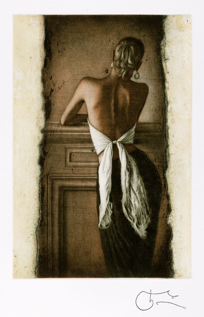 Willi Kissmer, geb. 1951, Radierung, vor dem Kamin, 1988, re. unten mit Stempelsignatur, auf der Rückseite mit dem Nachlassstempel von Willi ...