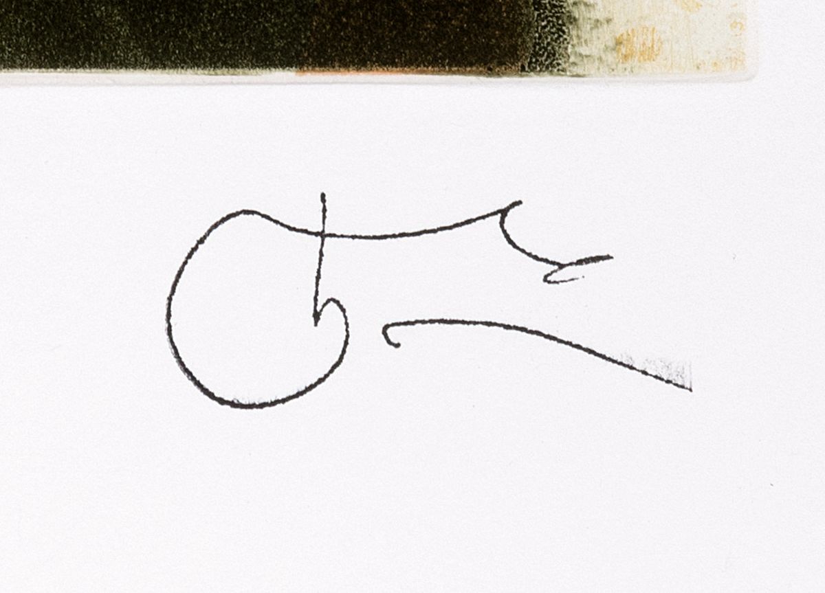 Detail a: Willi Kissmer, geb. 1951, Radierung, vor dem Kamin, 1988, re. unten mit Stempelsignatur, auf der Rückseite mit dem Nachlassstempel von Willi ...