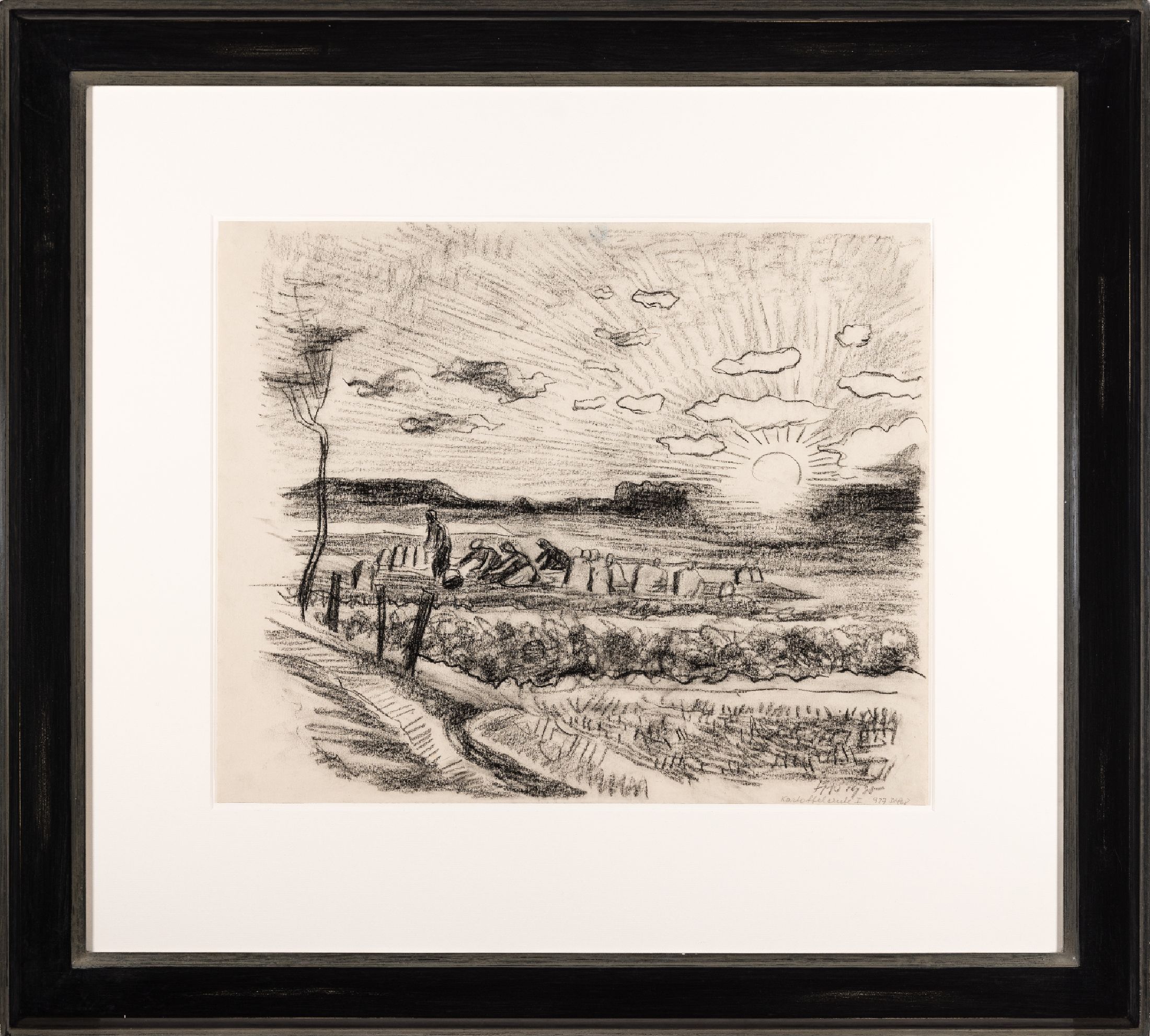 Hermann Max Pechstein, 1881-1955, Bleistiftzeichnung auf Bütten, Titel: Kartoffelernte I, sign., dat. 1930, und betitelt, Blattformat ca. 40x48 cm, ...