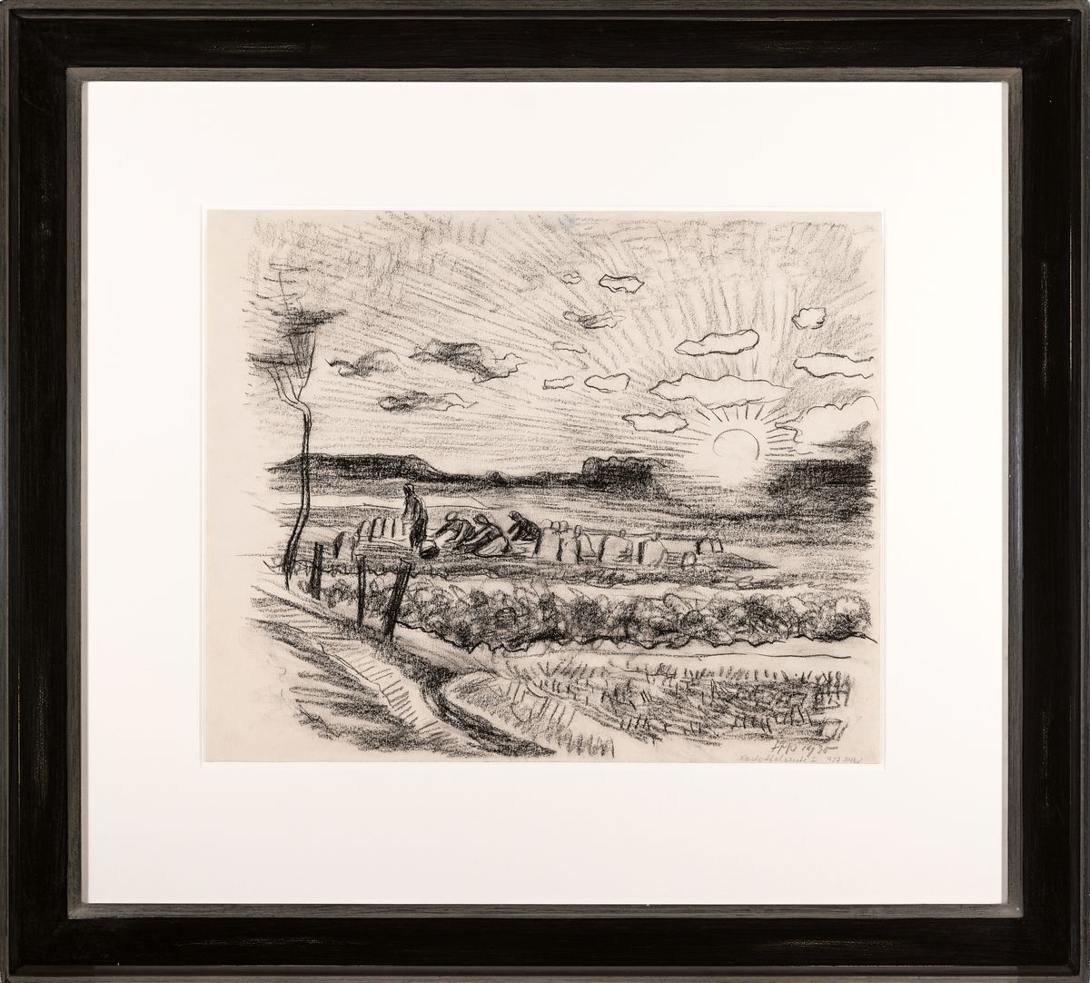 Detail k: Hermann Max Pechstein, 1881-1955, Bleistiftzeichnung auf Bütten, Titel: Kartoffelernte I, sign., dat. 1930, und betitelt, Blattformat ca. 40x48 cm, ...