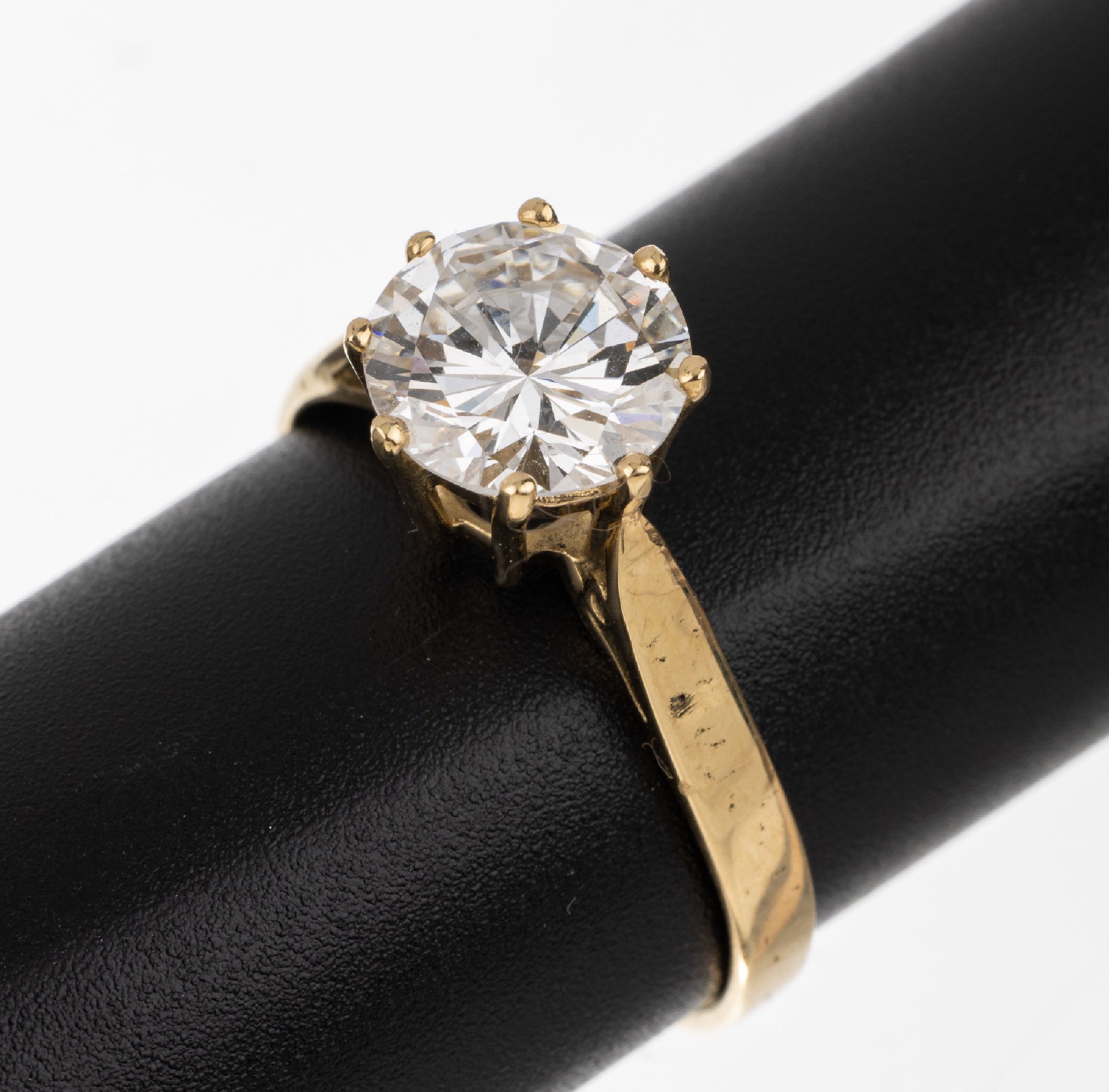 18 kt Gold Brillant Solitär Ring, GG 750/000, Brillant 2.07 ct hochfeines Weiß +(D)/vvs 2, DPL 06/23, ca. 3.3 g, RW 60