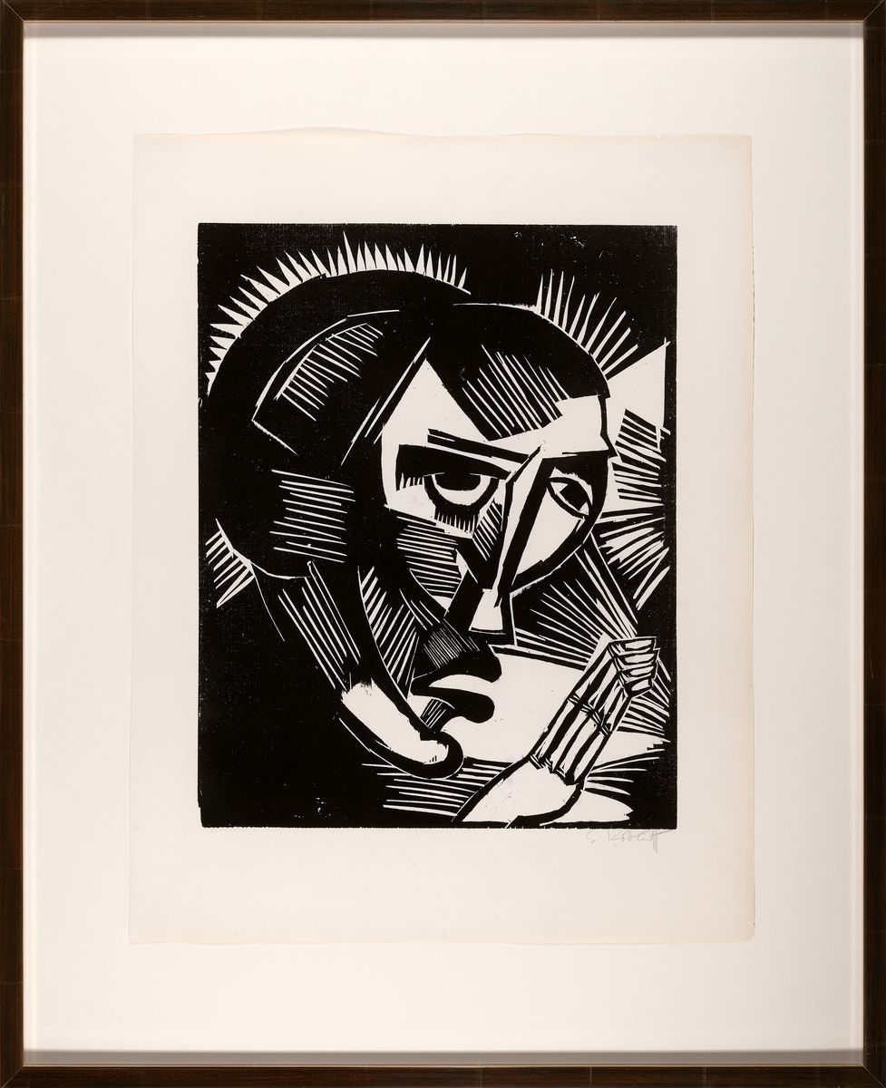 Detail k: Karl Schmidt-Rottluff, 1881-1955, Holzschnitt Maria,(1918), sign., und bezeichnet, hochwertige Galerie-Rahmung, WVZ. Schapire H 216, Blatt ca. 66x52 ...