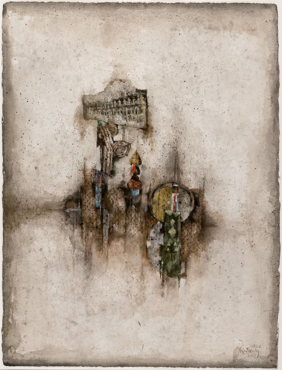Johnny Friedländer, 1912-1992, Aquarell, Titel: Esnon (1980), Provenience Irene Lehr Kunstauktionen, unter Glas, gesamt ca. 98x80 cm